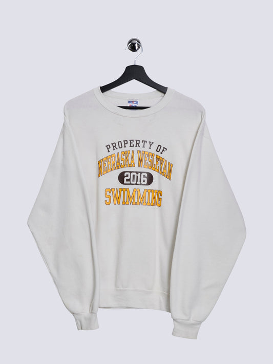 Nebraska Wesleyan Sweatshirt White // Small - RHAGHOUSE VINTAGE