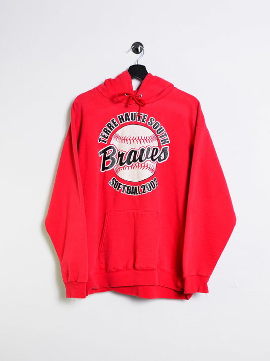 Terra Haute Softball Hoodie Red // Small - RHAGHOUSE VINTAGE