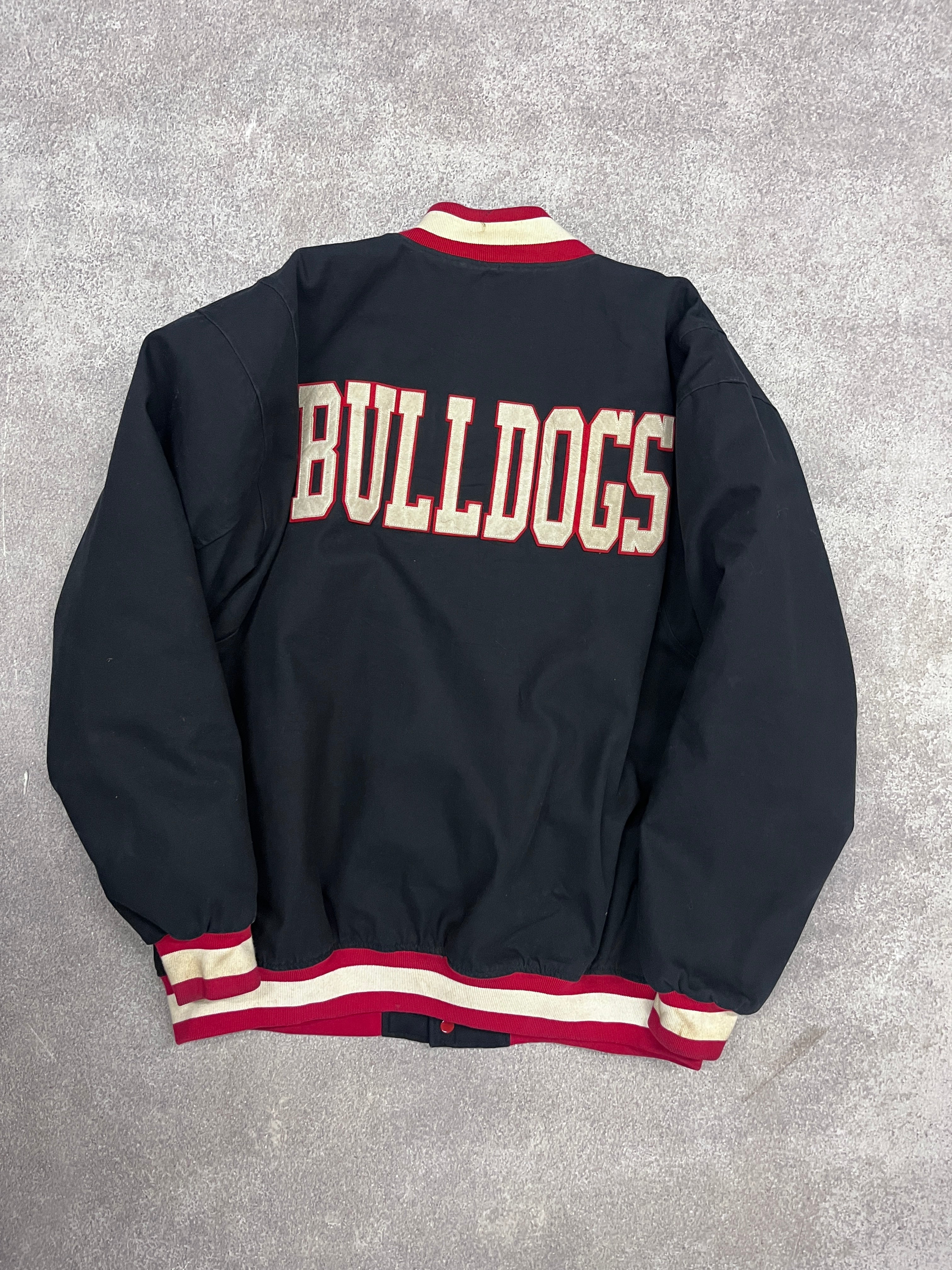 Vintage Bulldogs Varsity Jacket Black // X-Large - RHAGHOUSE VINTAGE