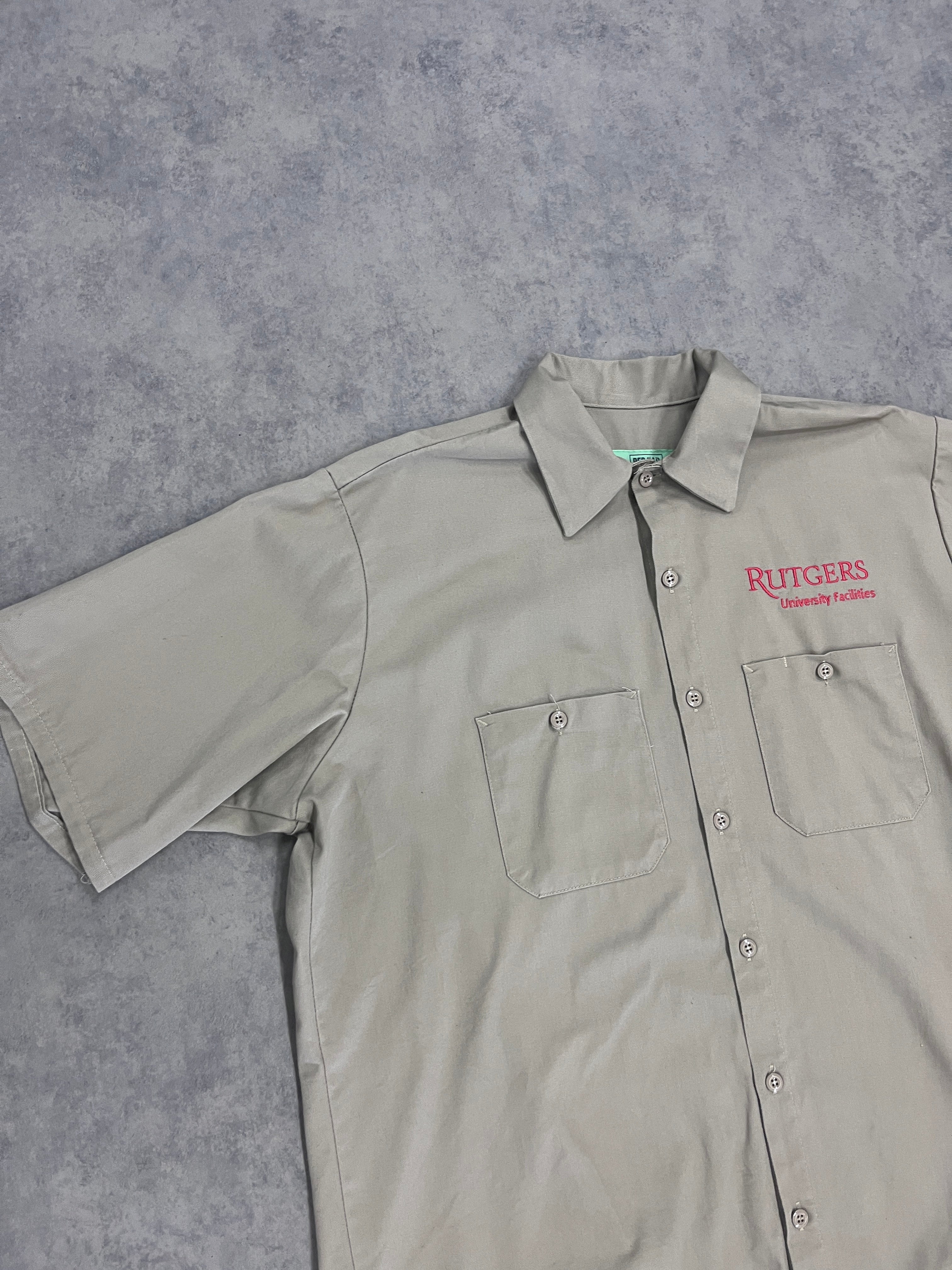 Vintage “Rutgers” Red Kap Workwear Shirt Beige // Large