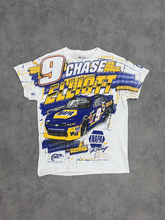 Vintage "Chase Elliott" Racing T Shirt White // Small