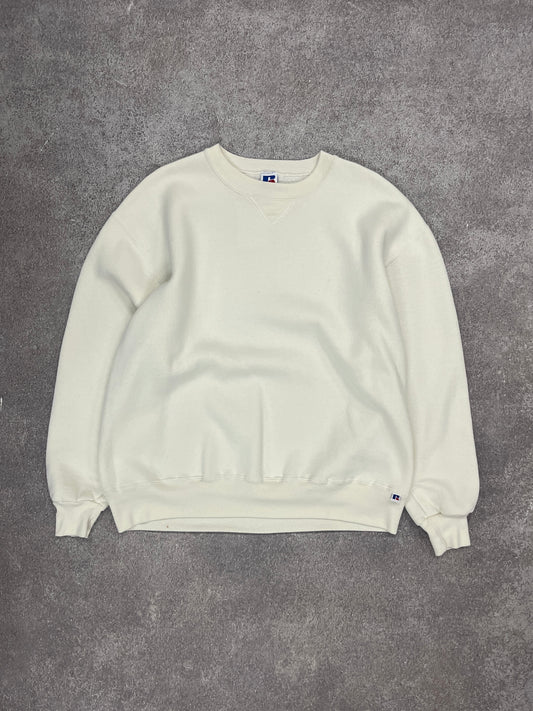 Vintage Russell Blank Sweater White // Medium - RHAGHOUSE VINTAGE