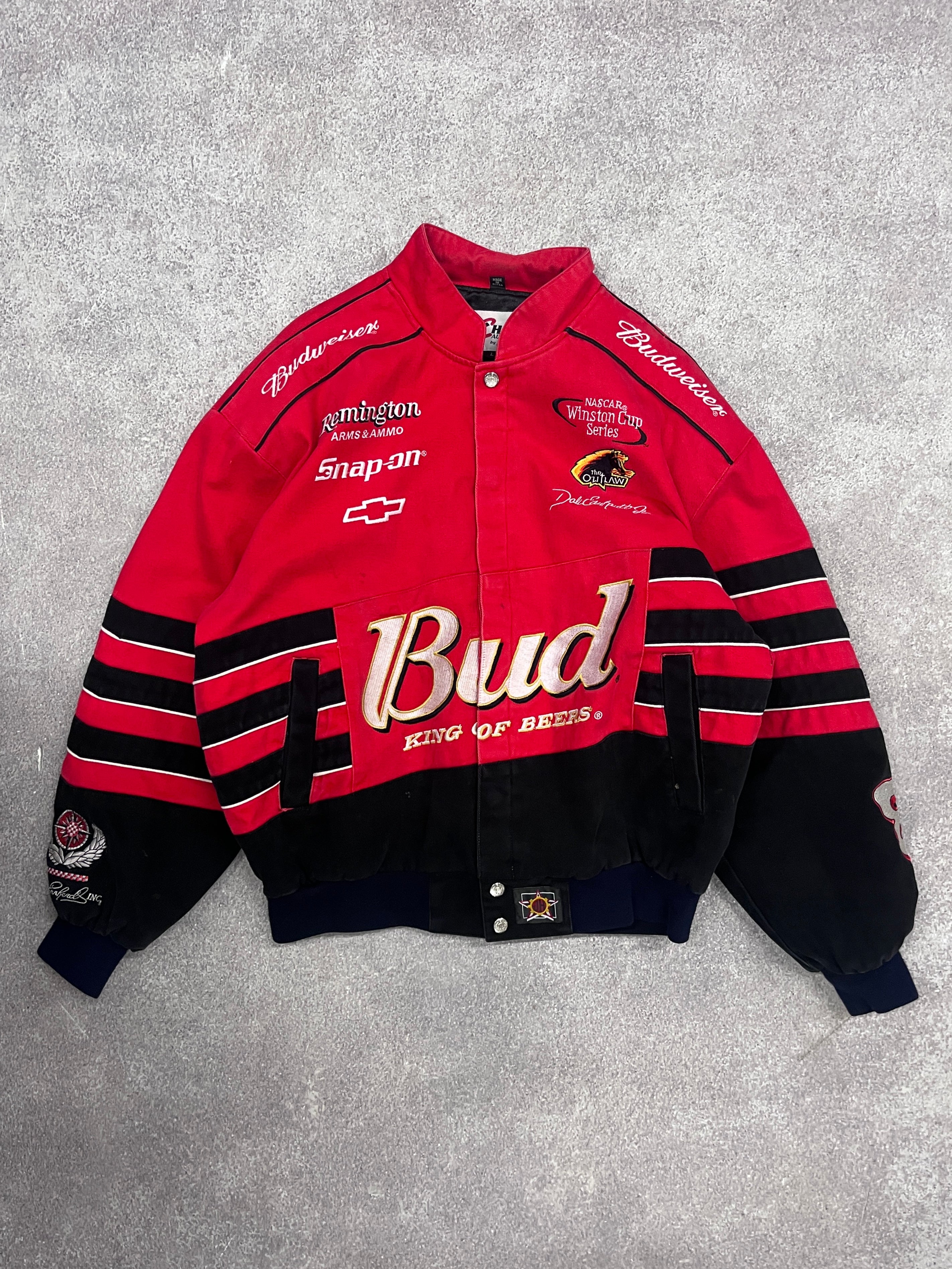 Vintage Bud Light Racing Jacket Red // Medium (Boxy) - RHAGHOUSE VINTAGE