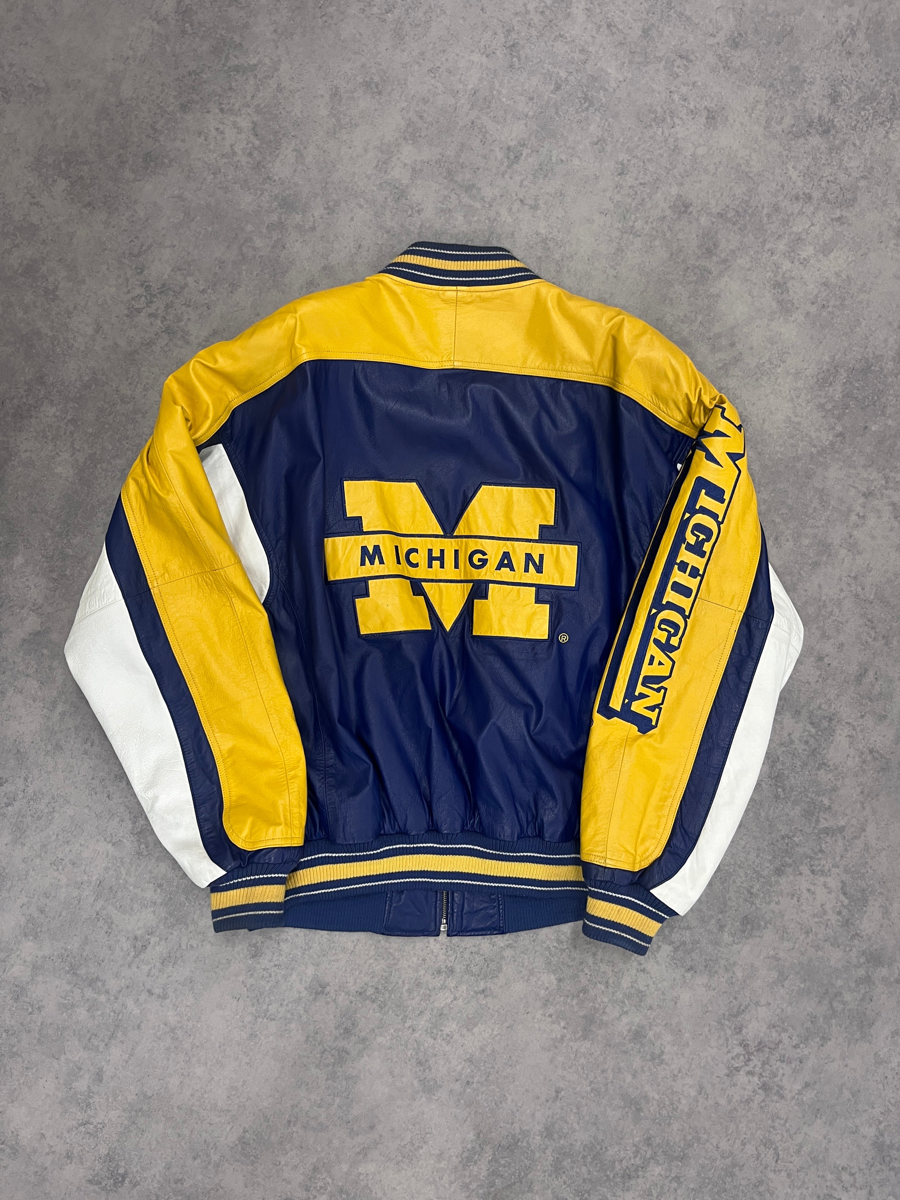 Vintage Michigan Varsity Jacket Yellow // X-Large - RHAGHOUSE VINTAGE