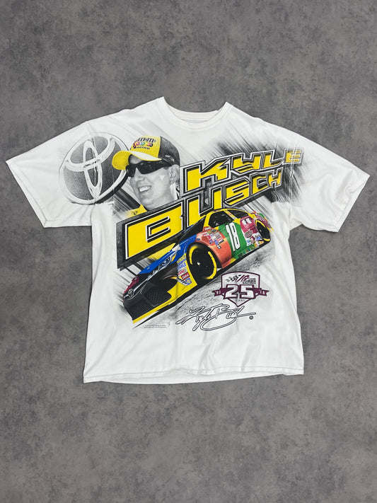 Vintage "Kyle Busch" Racing T Shirt White // X-Large