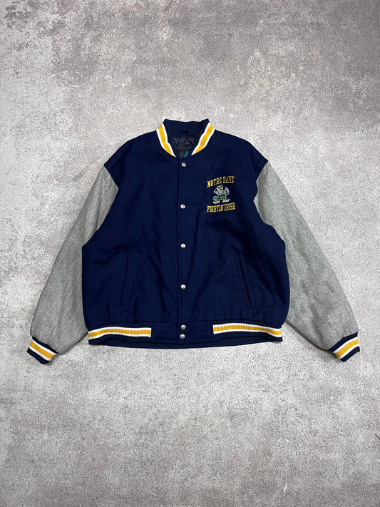 6 Vintage Notre Dame Varsity Jacket Blue // Small - RHAGHOUSE VINTAGE