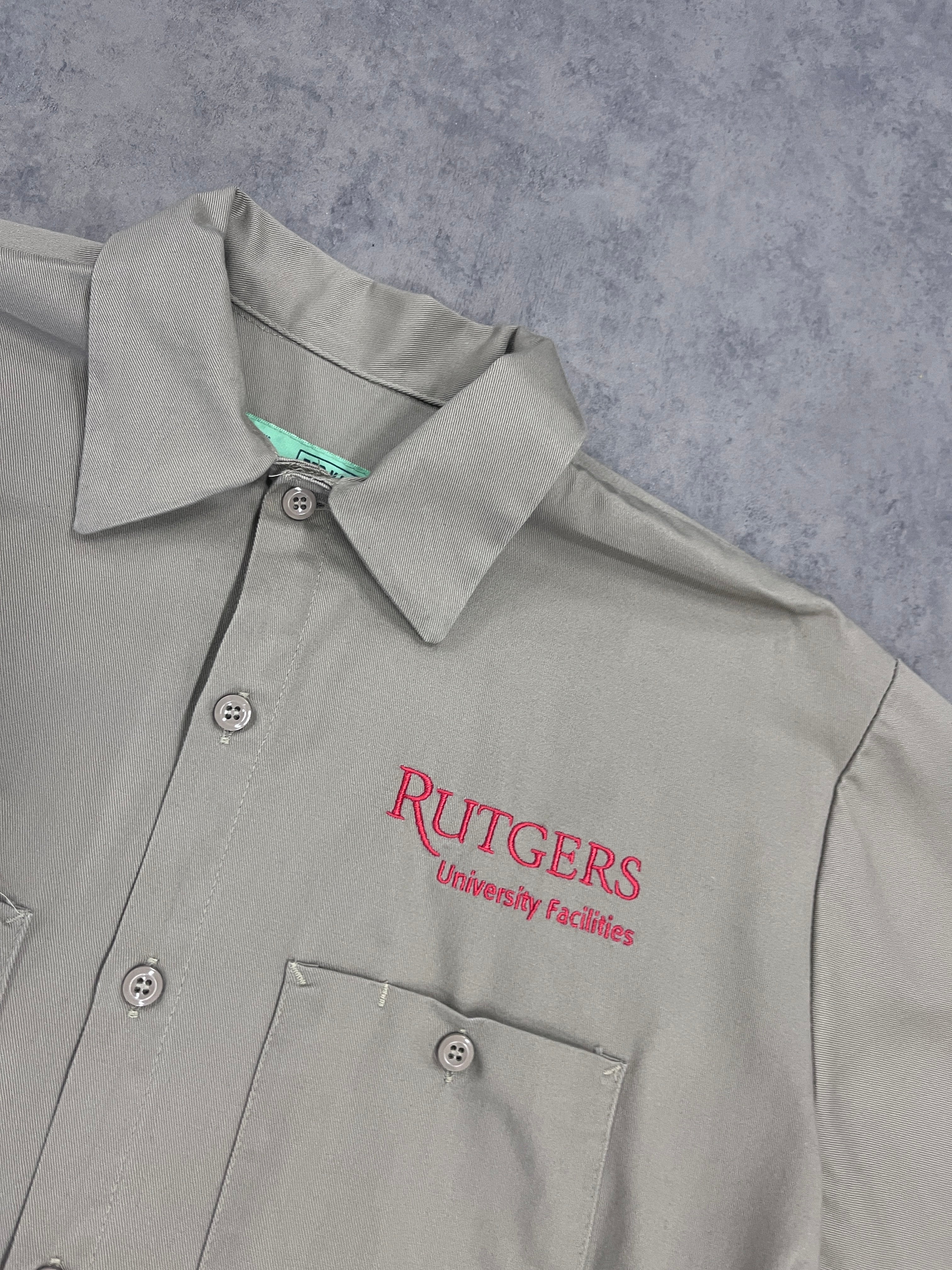 Vintage “Rutgers” Red Kap Workwear Shirt Beige // Large