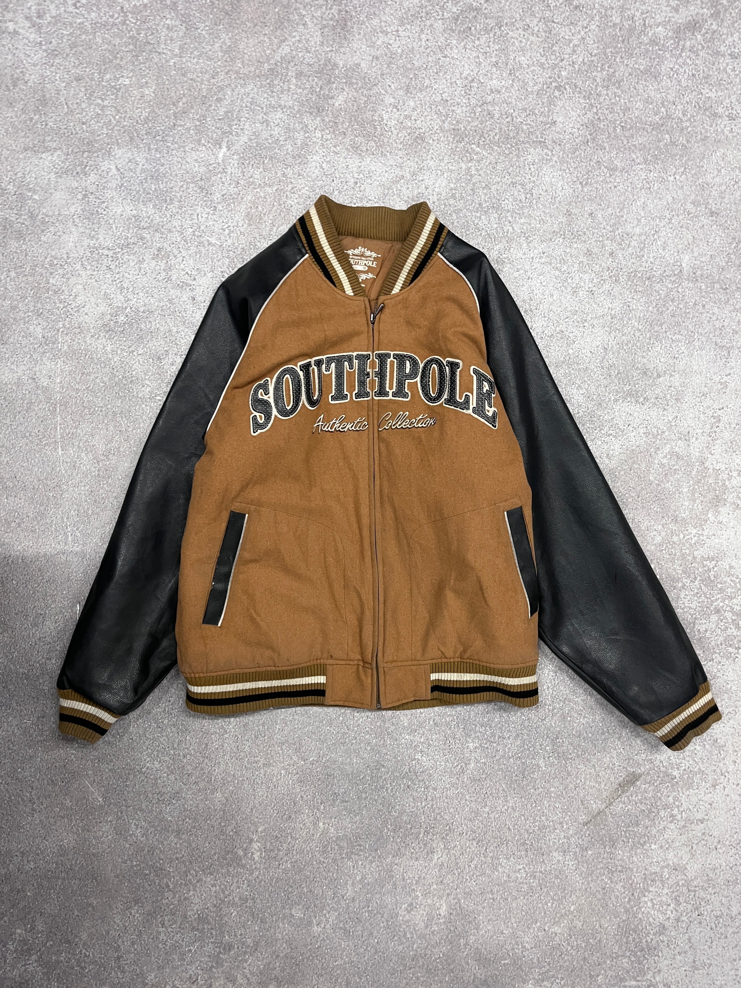 Vintage Southpole Varsity Jacket Brown // Large - RHAGHOUSE VINTAGE