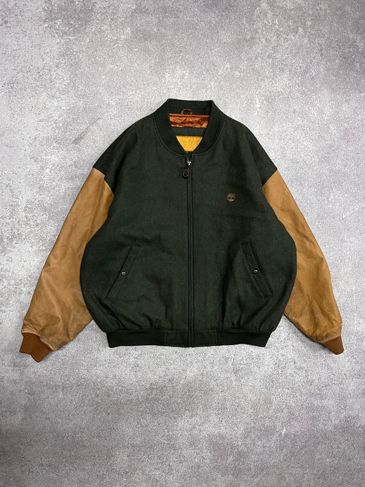 5 Vintage Timberland Varsity Jacket Green // Small - RHAGHOUSE VINTAGE