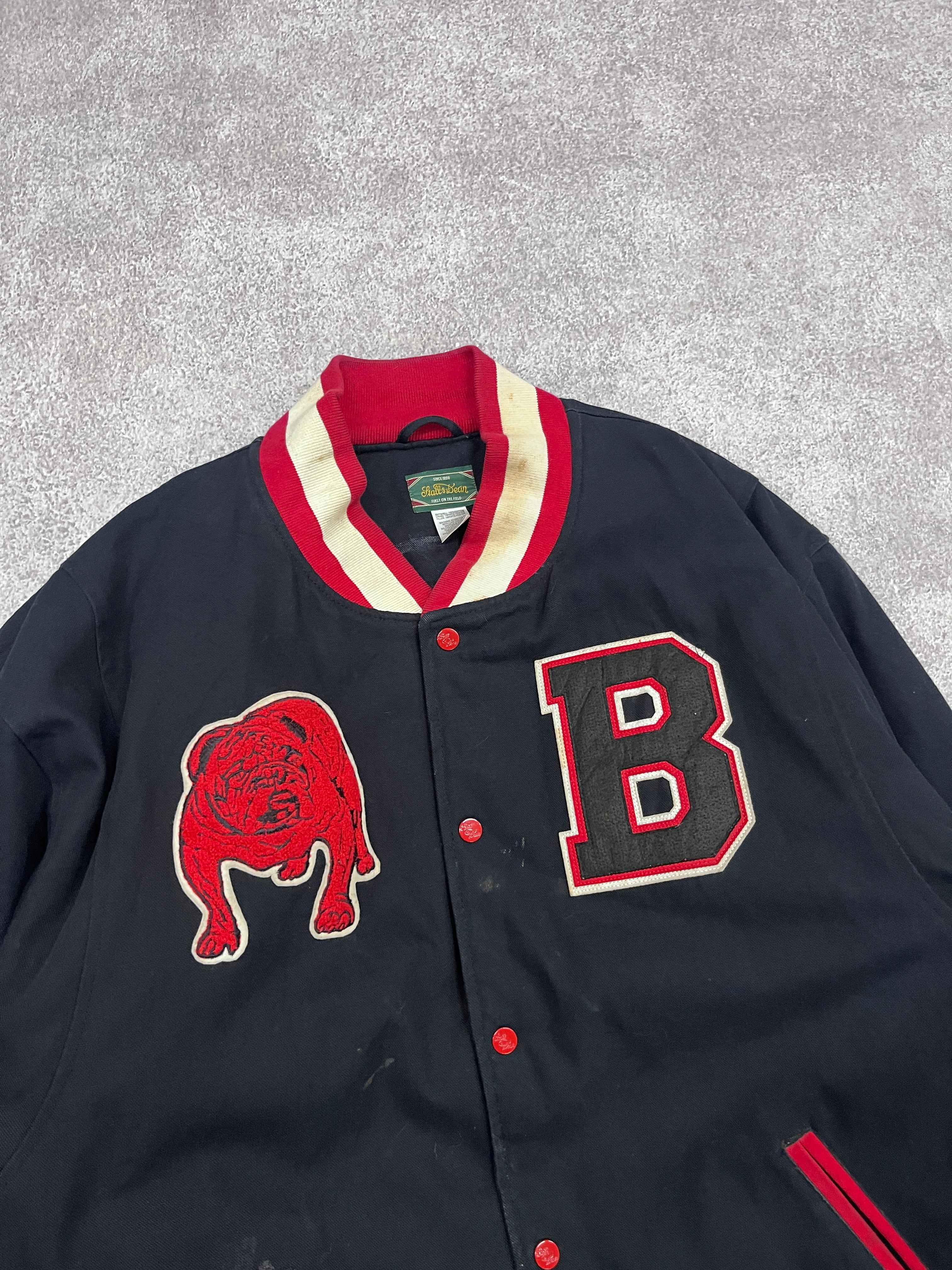 Vintage Bulldogs Varsity Jacket Black // X-Large - RHAGHOUSE VINTAGE