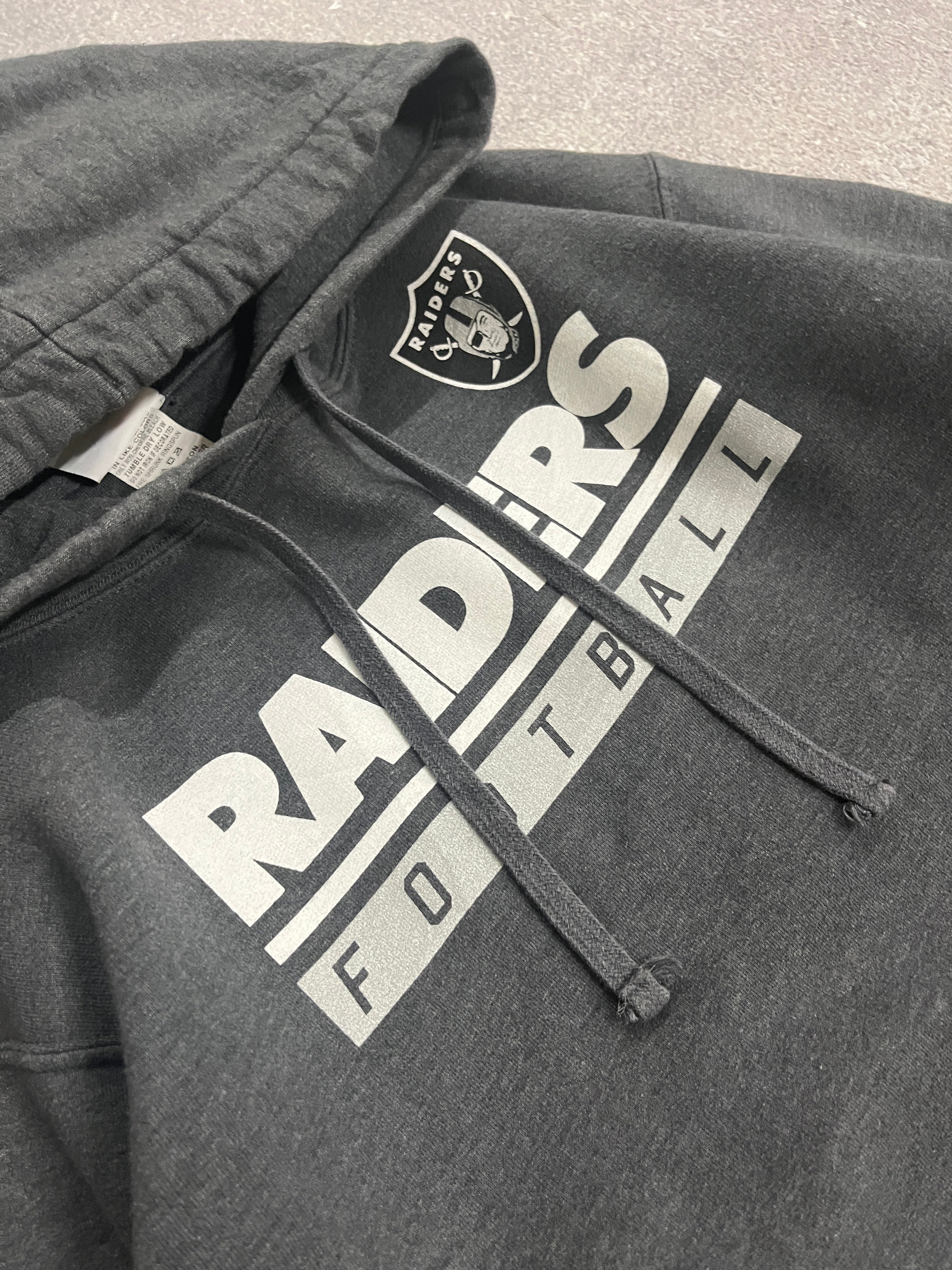 Vintage Raiders Football Hoodie Grey // Medium - RHAGHOUSE VINTAGE