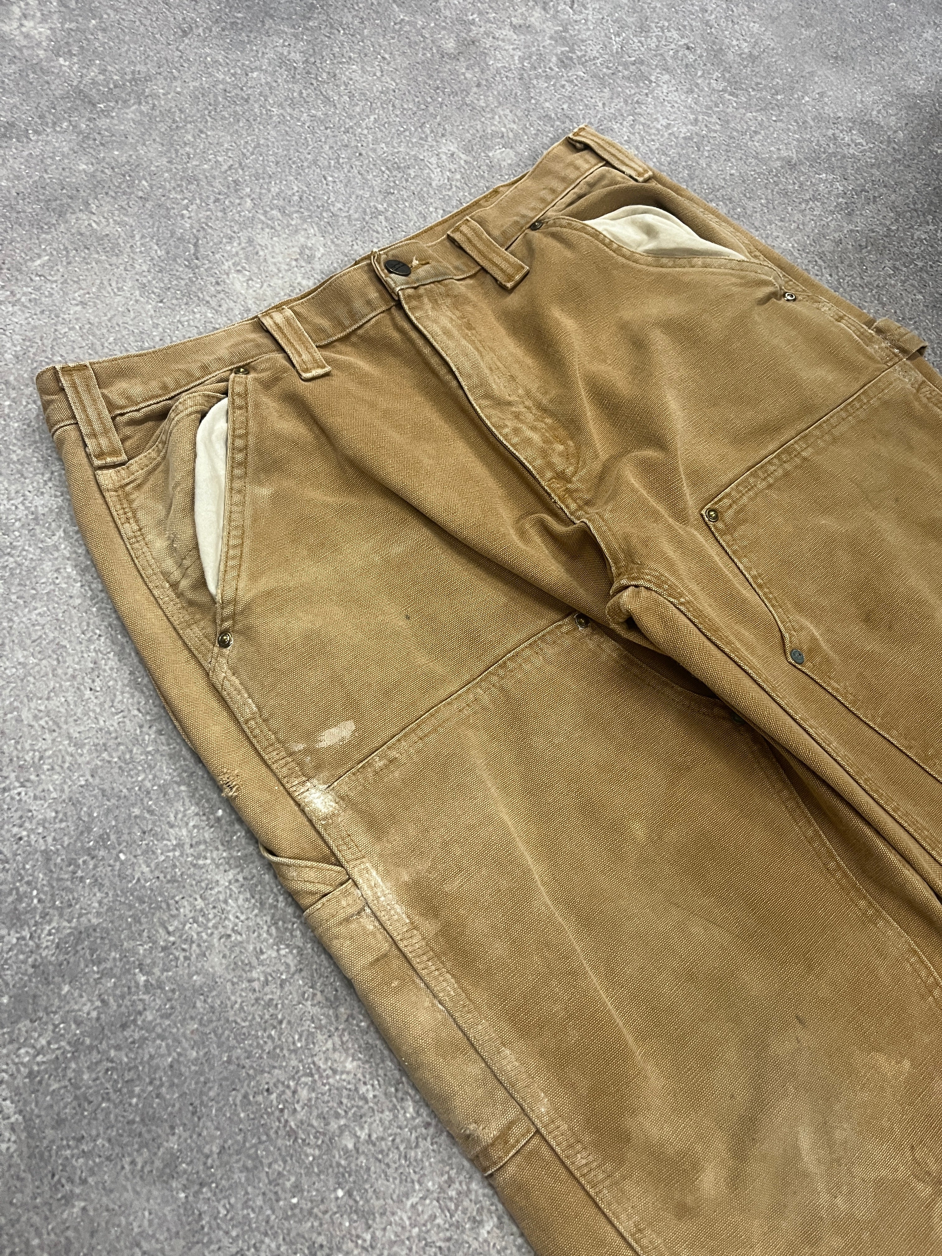 Vintage Carhartt Doubleknee Pants Beige/Brown // W35 L32 - RHAGHOUSE VINTAGE