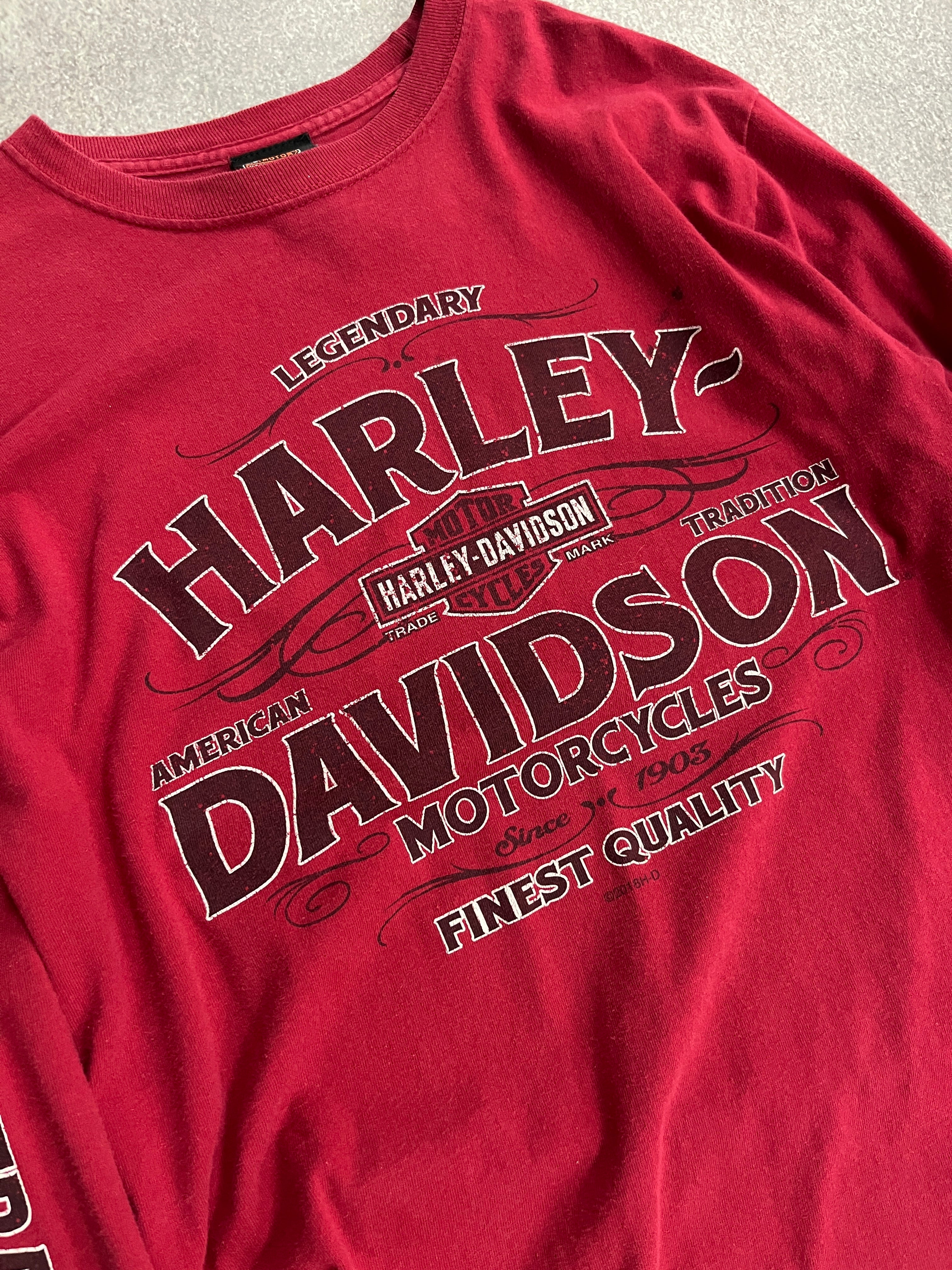 Vintage Harley Davidson Longsleeve Red // Small - RHAGHOUSE VINTAGE