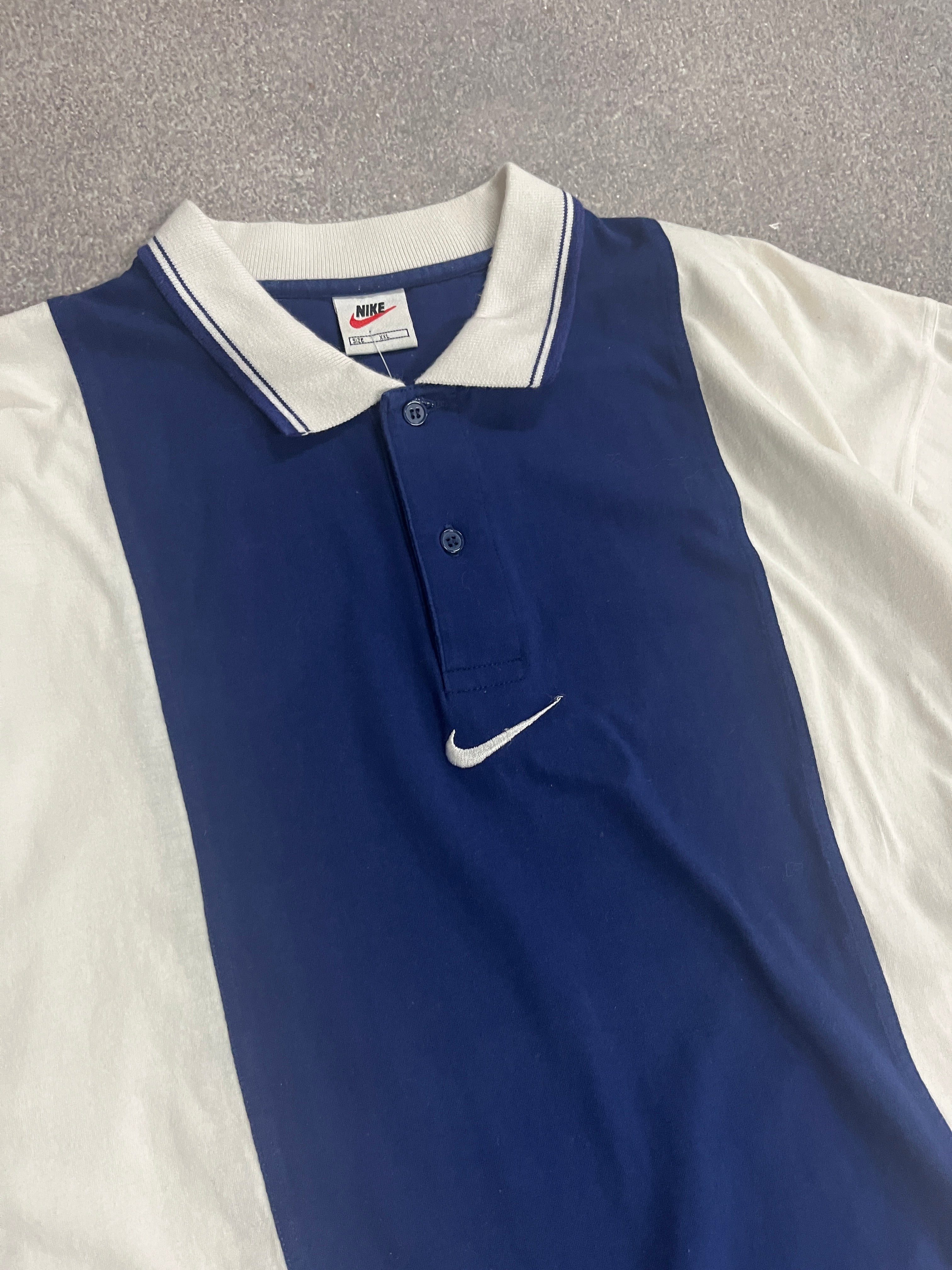 Vintage Nike Jersey TShirt White/Blue // Large - RHAGHOUSE VINTAGE