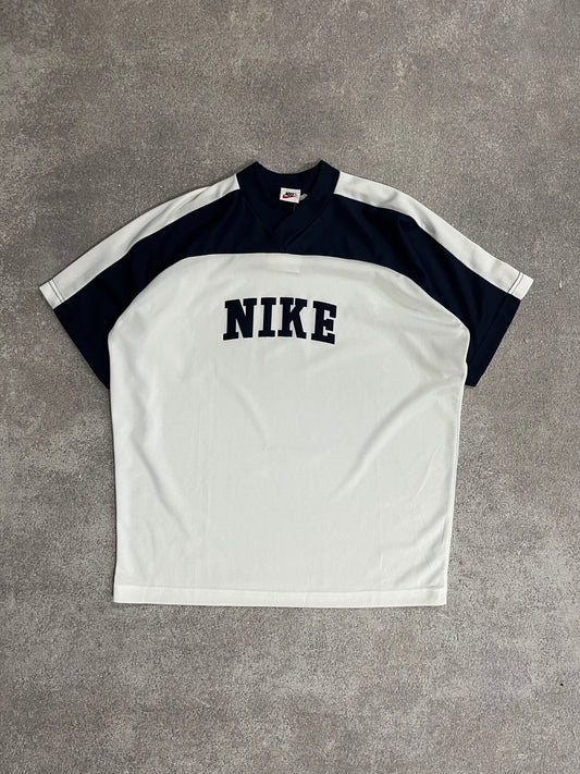 Vintage Nike Jersey TShirt White/Blue // Medium - RHAGHOUSE VINTAGE