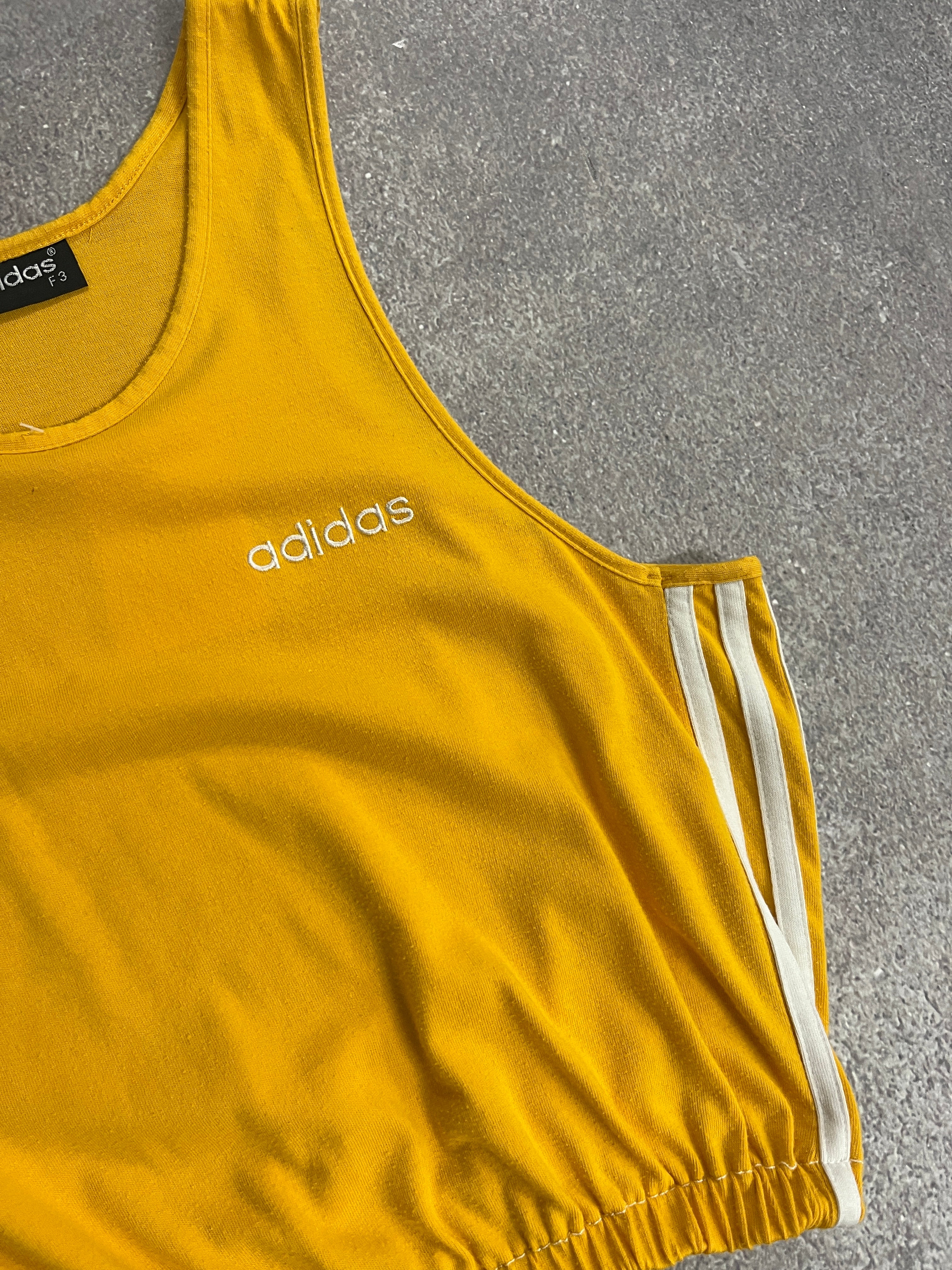 Vintage Adidas Cropped Top Yellow // Medium - RHAGHOUSE VINTAGE