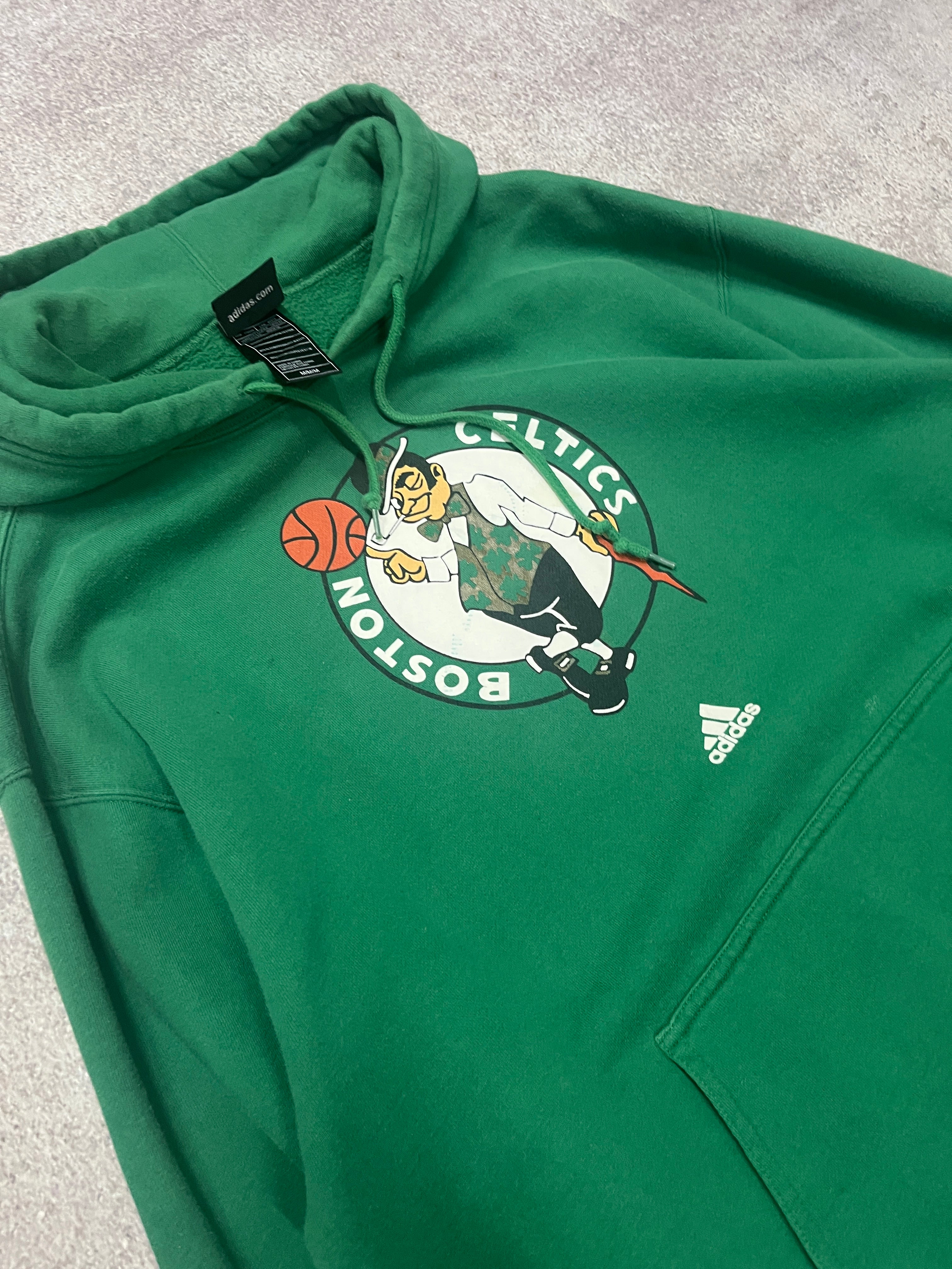 Vintage Boston Celtics Adidas Hoodie Green  // Large - RHAGHOUSE VINTAGE