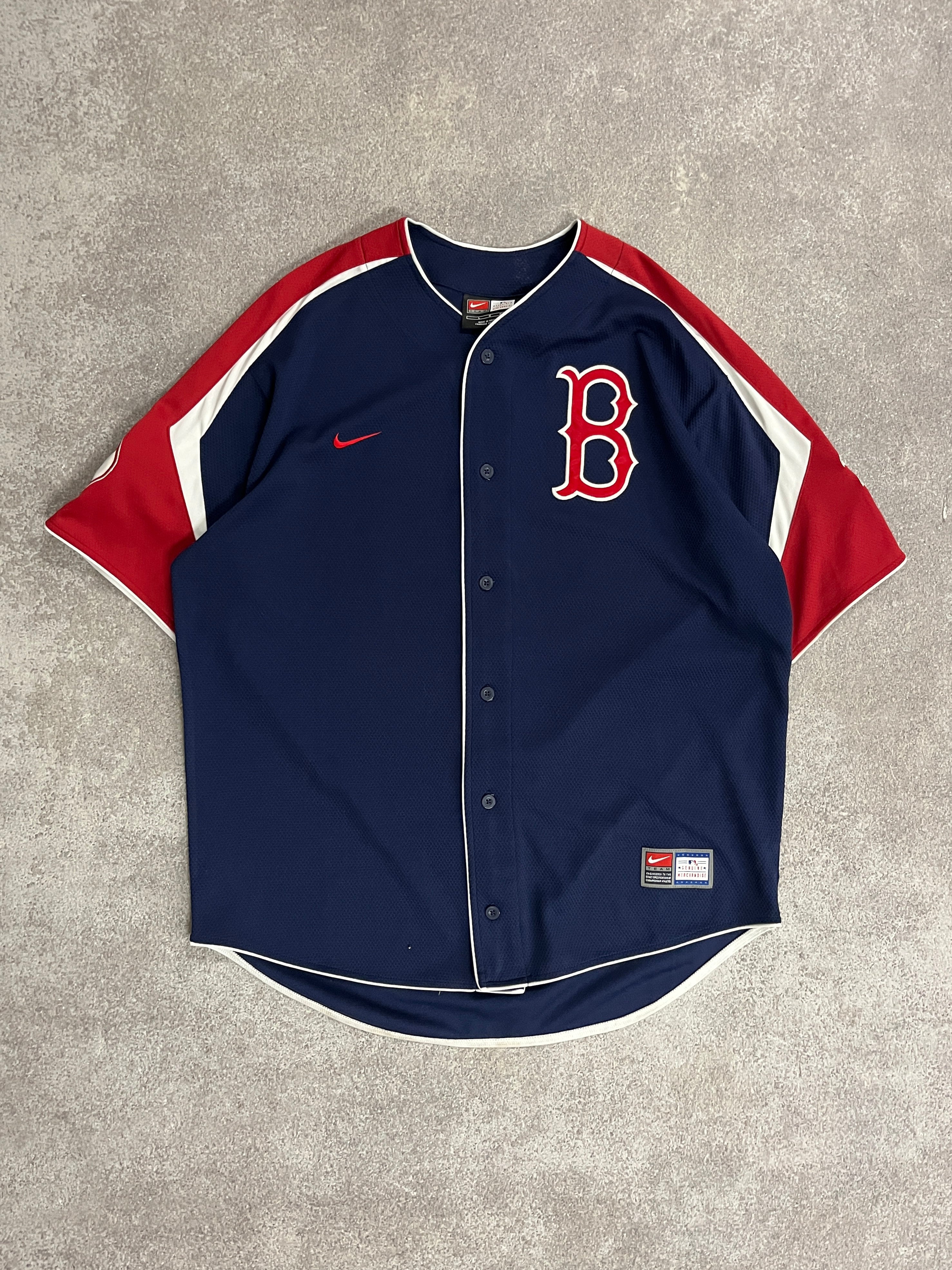 Vintage Boston Red Sox Jersey TShirt Blue // Medium - RHAGHOUSE VINTAGE