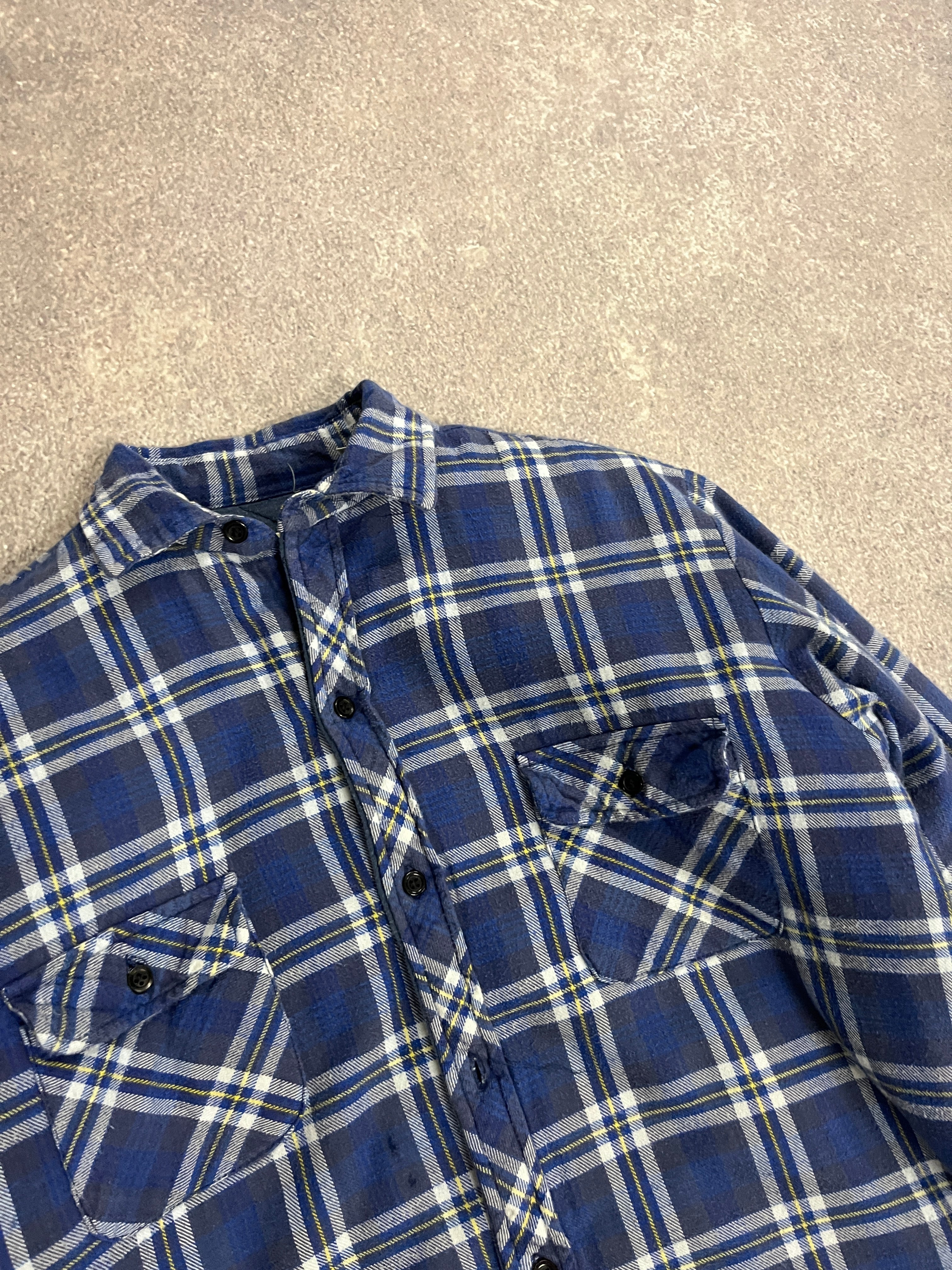 Vintage Lined Shirt Blue // X-Small - RHAGHOUSE VINTAGE