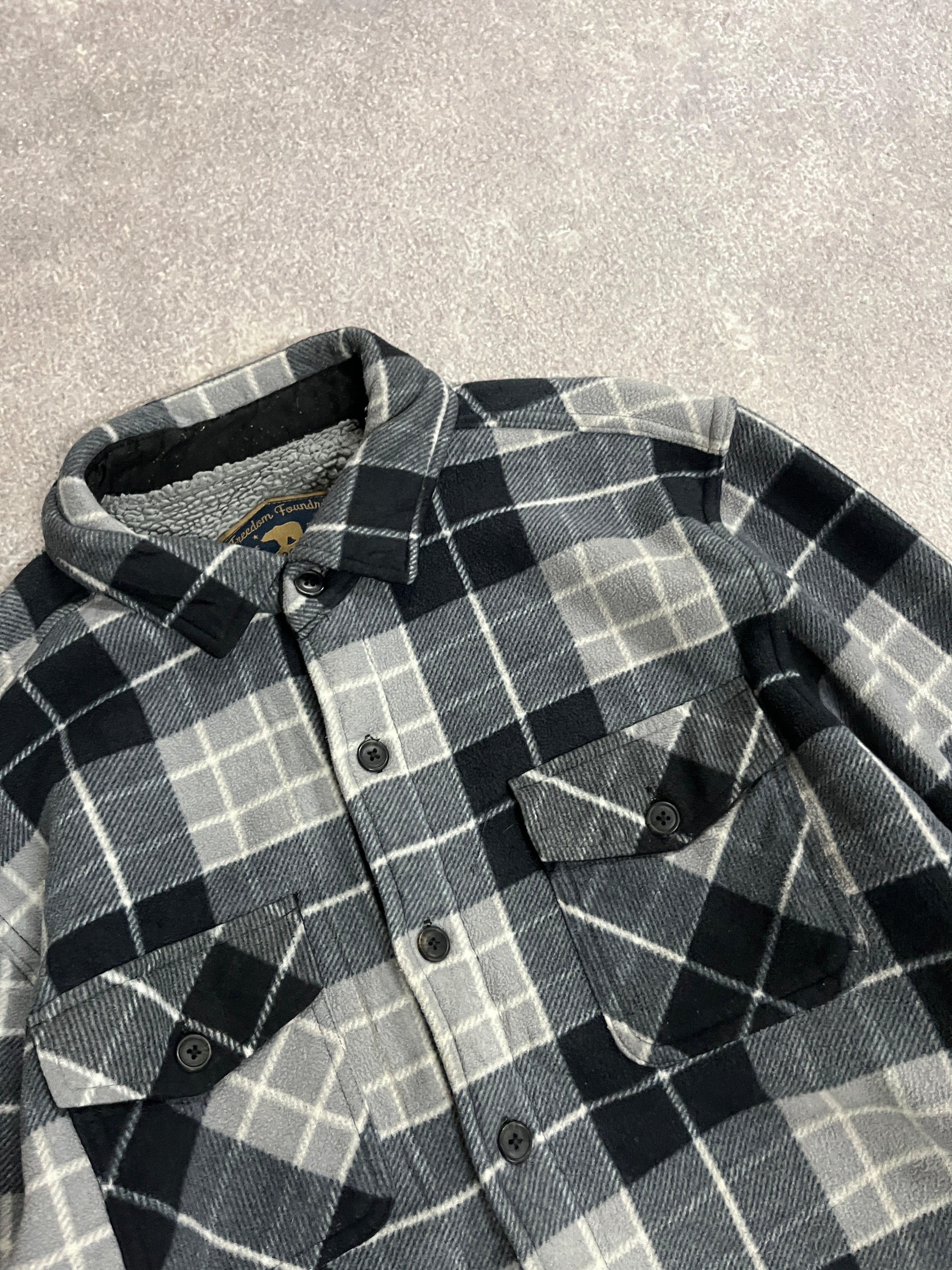 Vintage Lined Fleece Shirt Grey // Medium - RHAGHOUSE VINTAGE