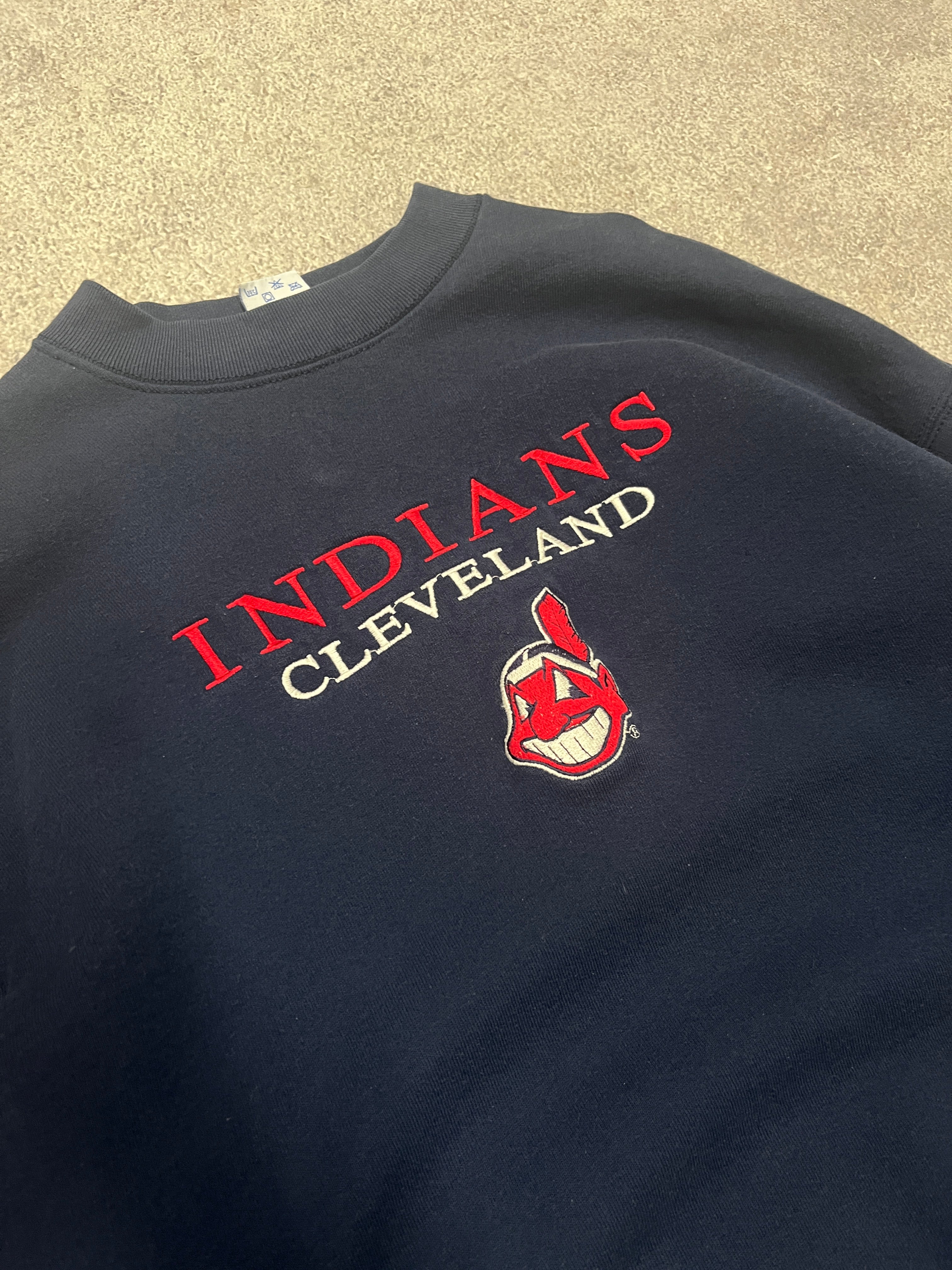 Vintage Cleveland Indians Sweater Blue // Medium - RHAGHOUSE VINTAGE