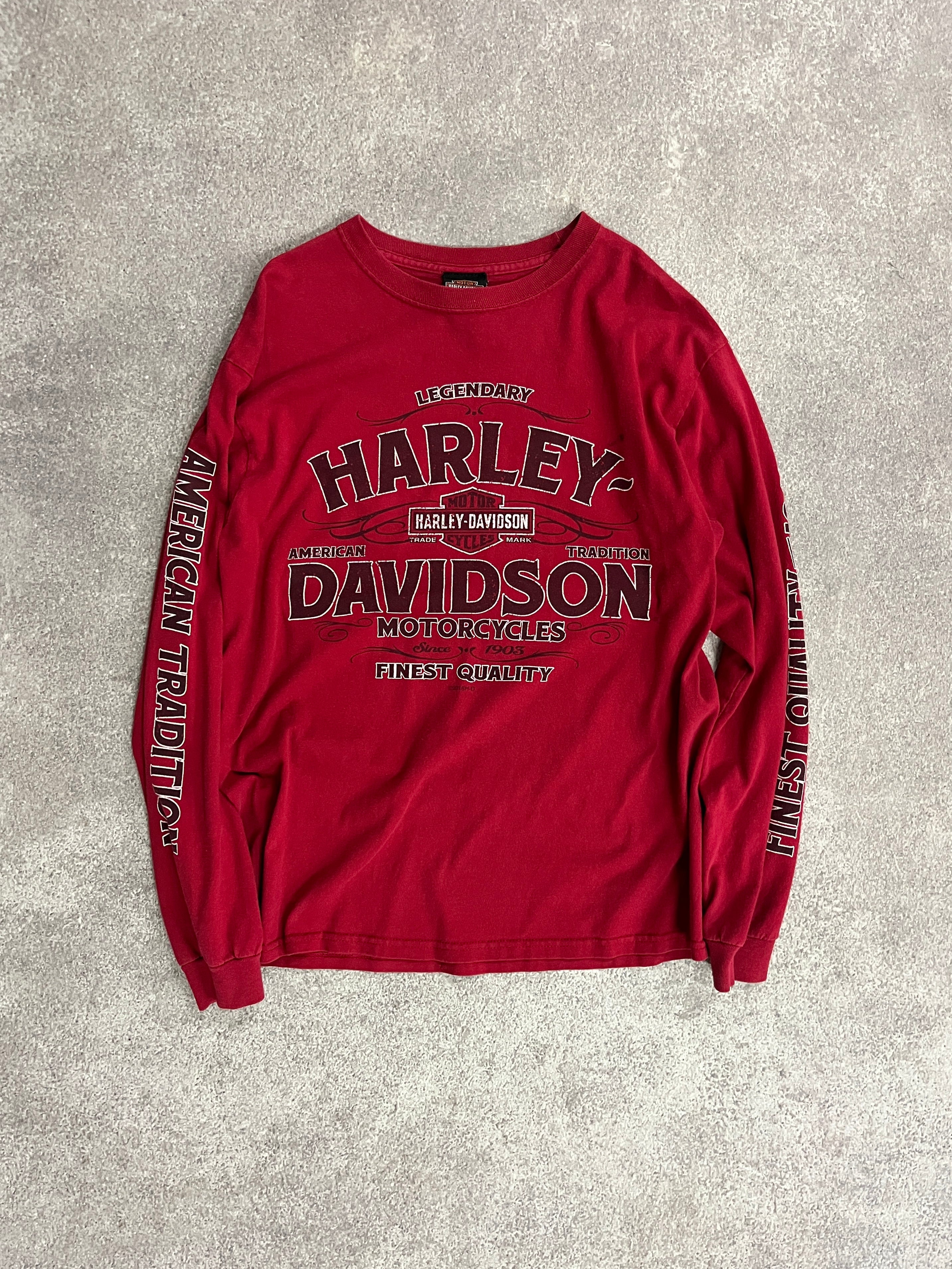 Vintage Harley Davidson Longsleeve Red // Small - RHAGHOUSE VINTAGE