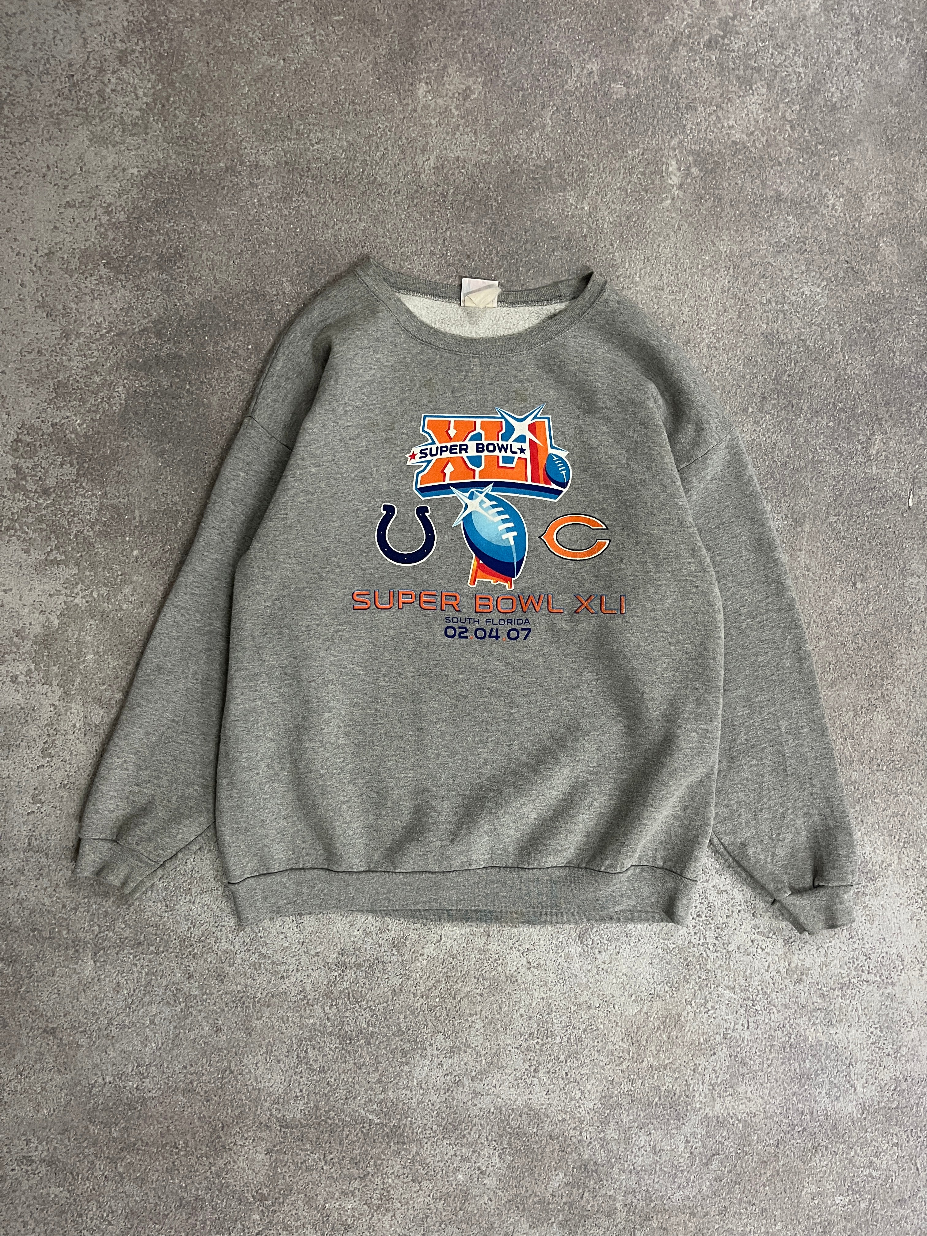 Vintage Super Bowl Sweater Grey // X-Large - RHAGHOUSE VINTAGE