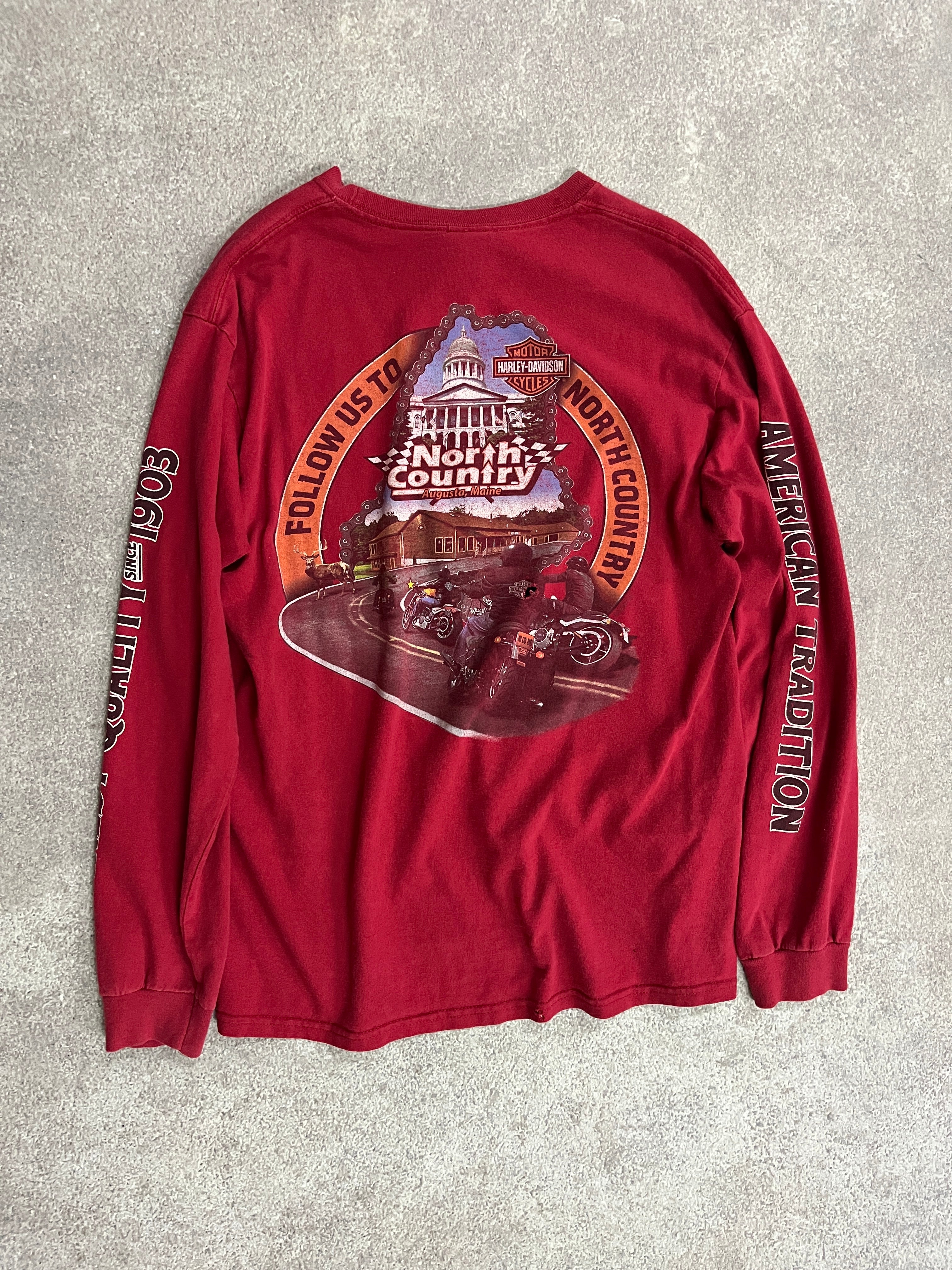 Vintage Harley Davidson Longsleeve Red // Small - RHAGHOUSE VINTAGE