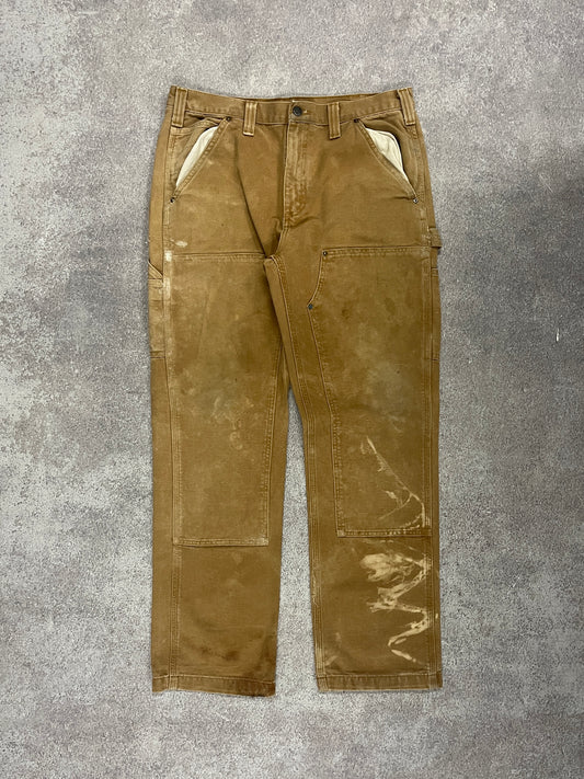 Vintage Carhartt Doubleknee Pants Beige/Brown // W35 L32 - RHAGHOUSE VINTAGE