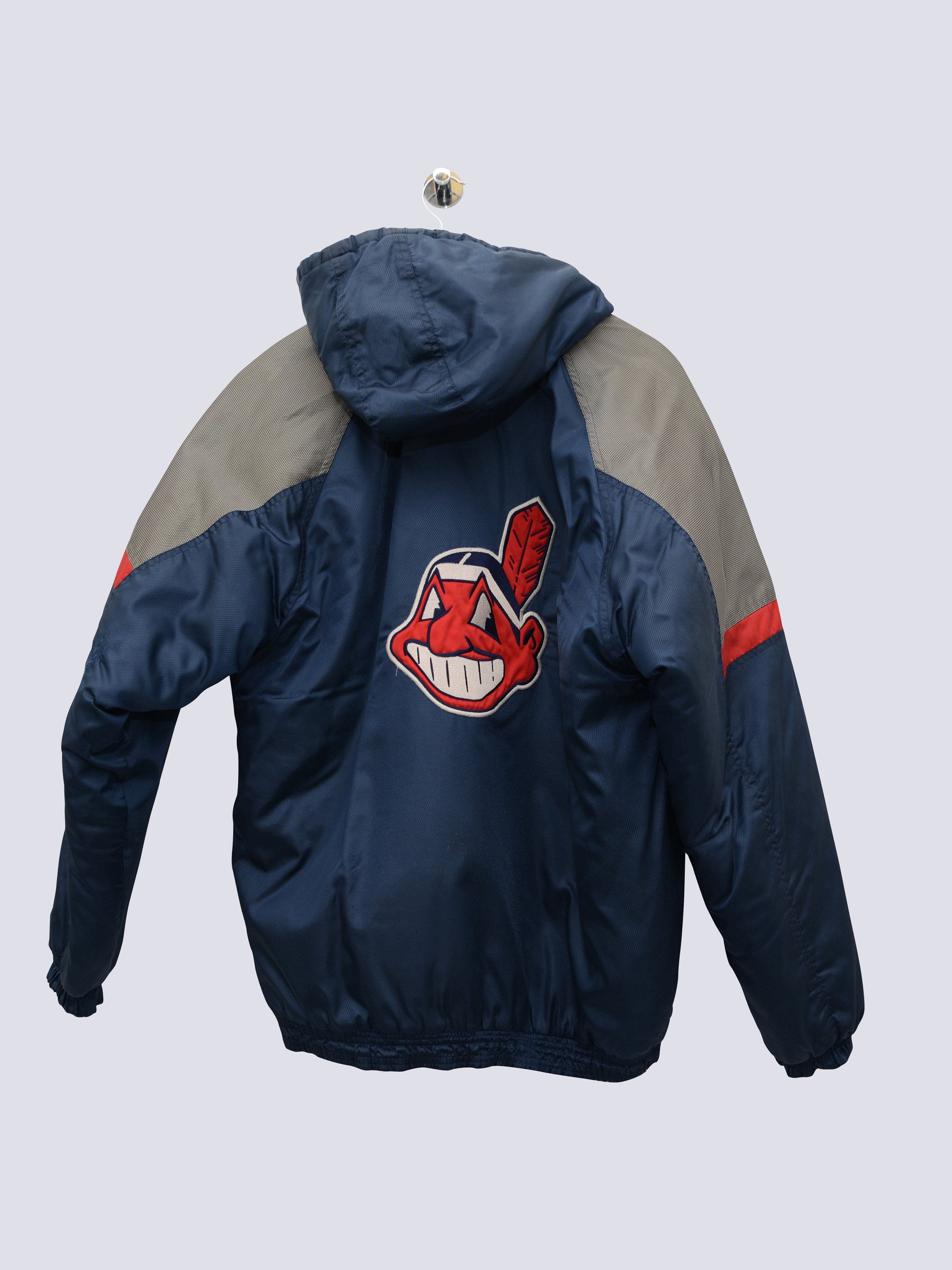 Cleveland Indians Half Zip Heavy Jacket Blue // Large - RHAGHOUSE VINTAGE