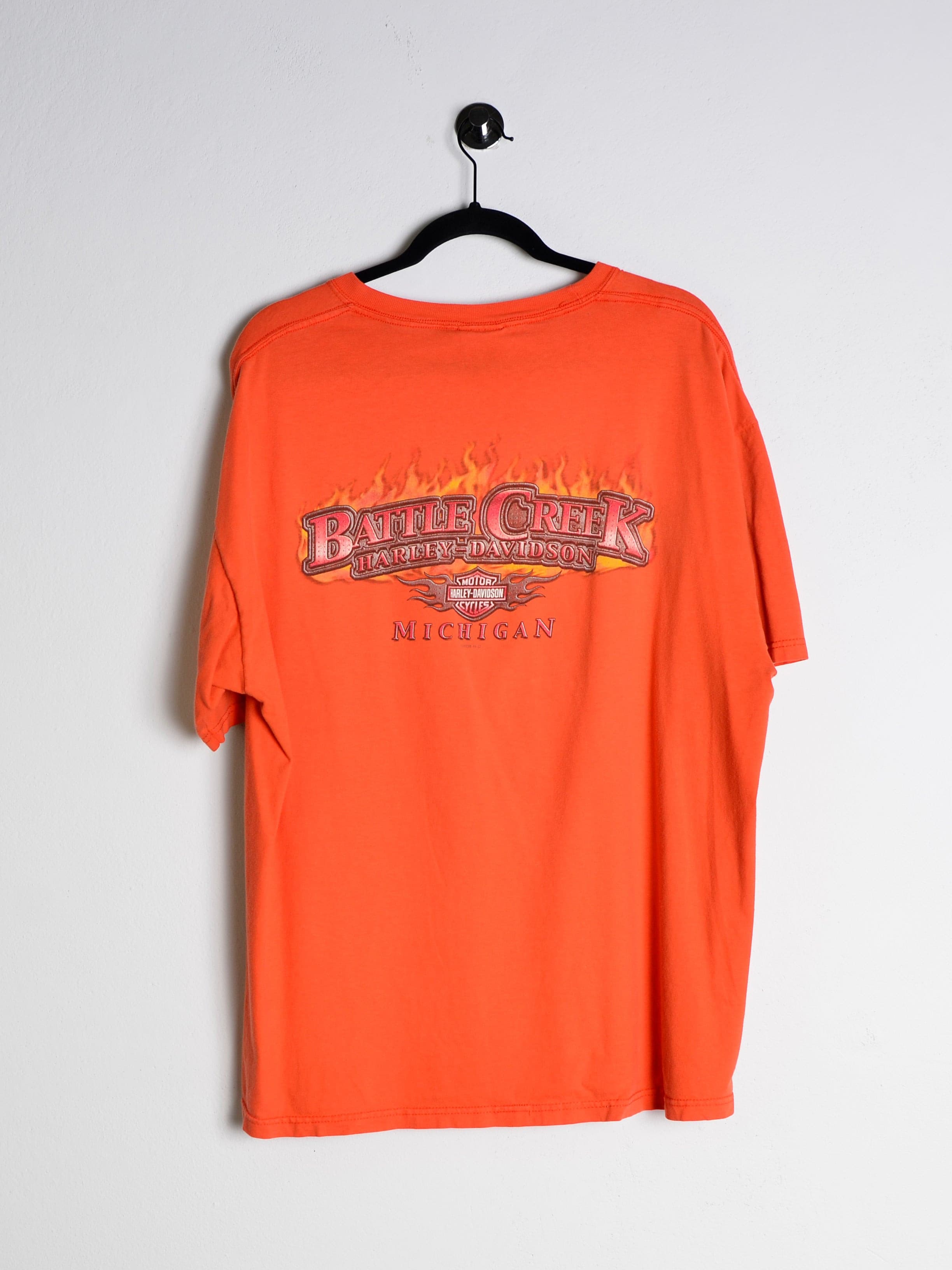 Vintage Harley Davidson „Hardcore“ Tee Orange // Large - RHAGHOUSE VINTAGE