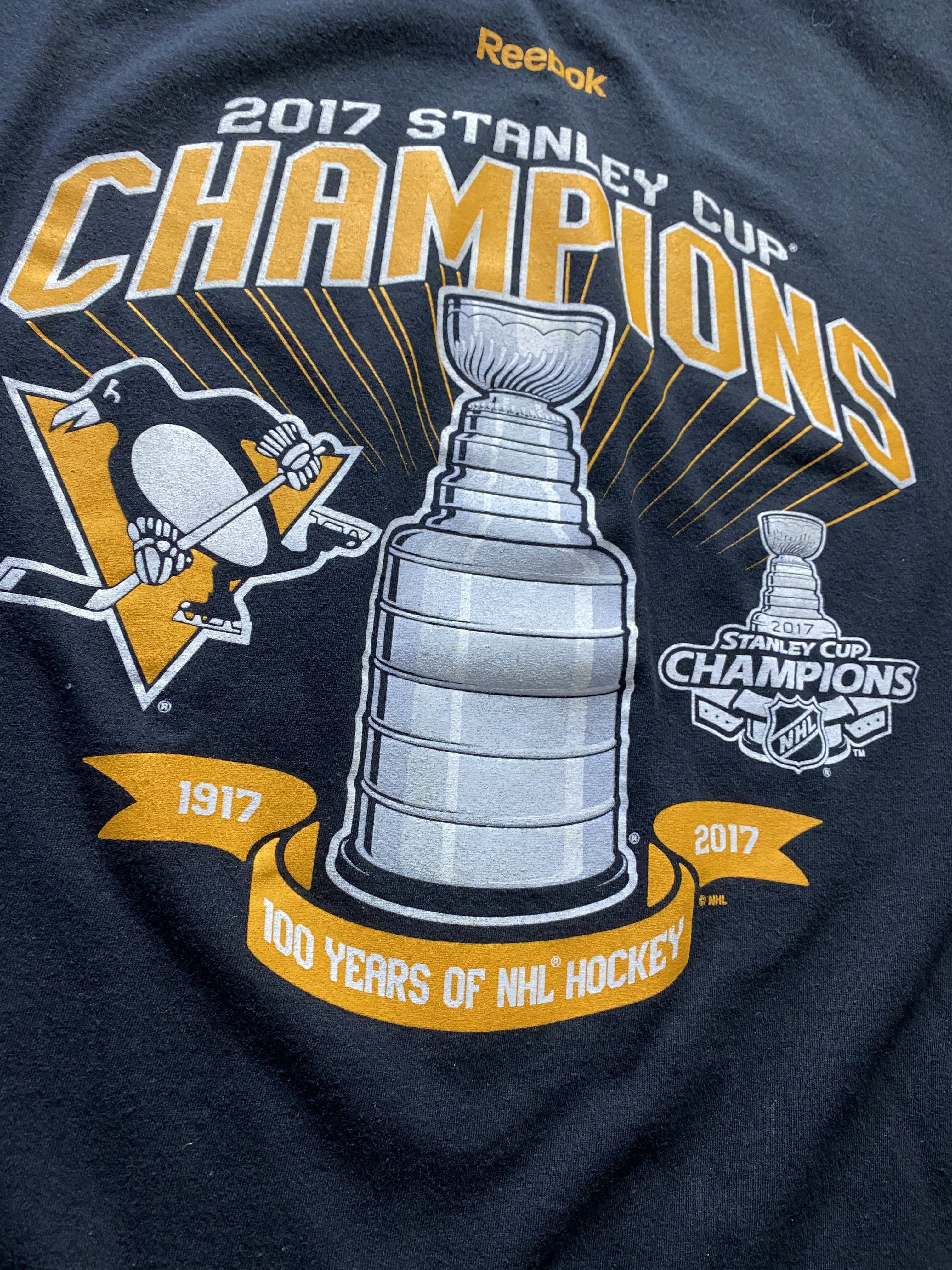 Vintage Reebok Stanley Cup 2017 Shirt Black // Large - RHAGHOUSE VINTAGE