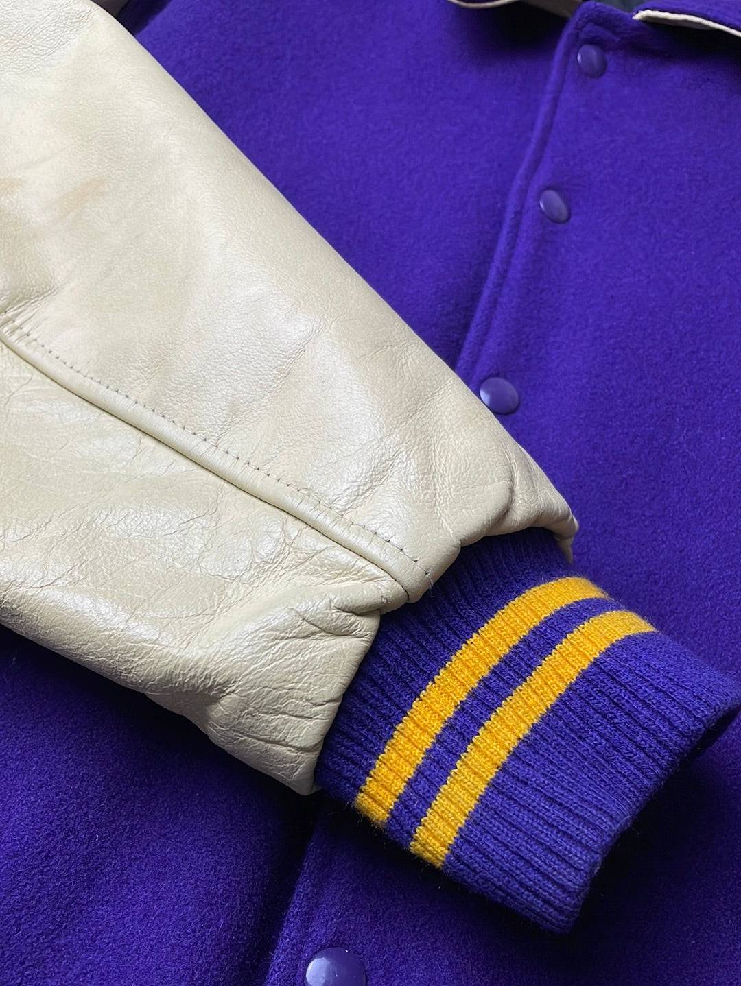 USA Leather College Varsity Jacket Purple // Medium - RHAGHOUSE VINTAGE