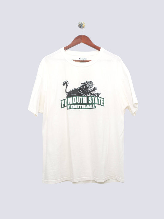 Vintage Champion Plymouth State Football Shirt White // Medium - RHAGHOUSE VINTAGE
