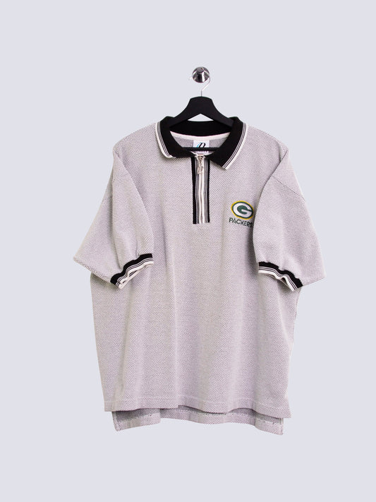 NFL Green Bay Packers Quarter Zip Polo Shirt Grey // Small - RHAGHOUSE VINTAGE