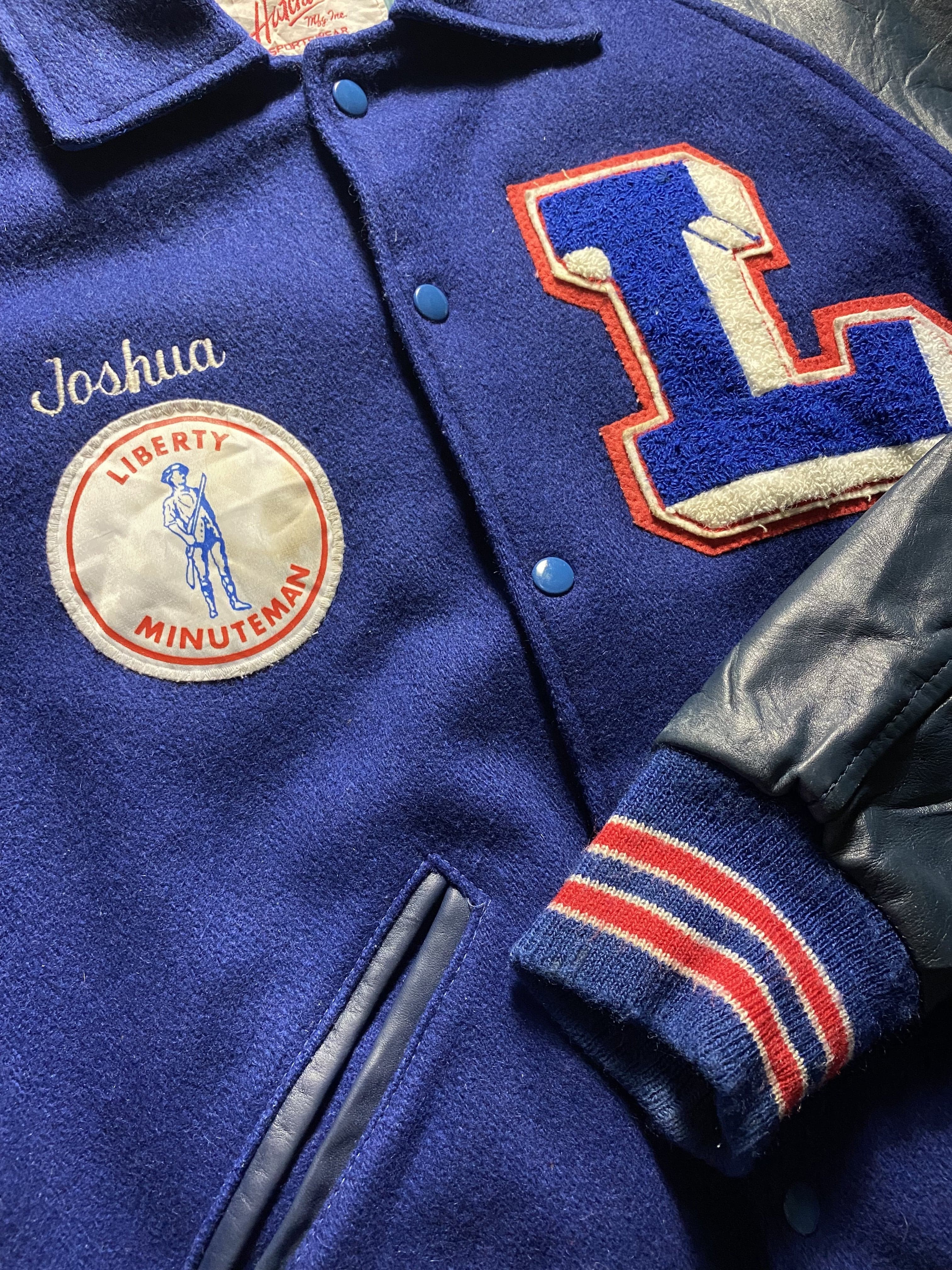 USA Leather College Varsity Jacket Blue // Small - RHAGHOUSE VINTAGE