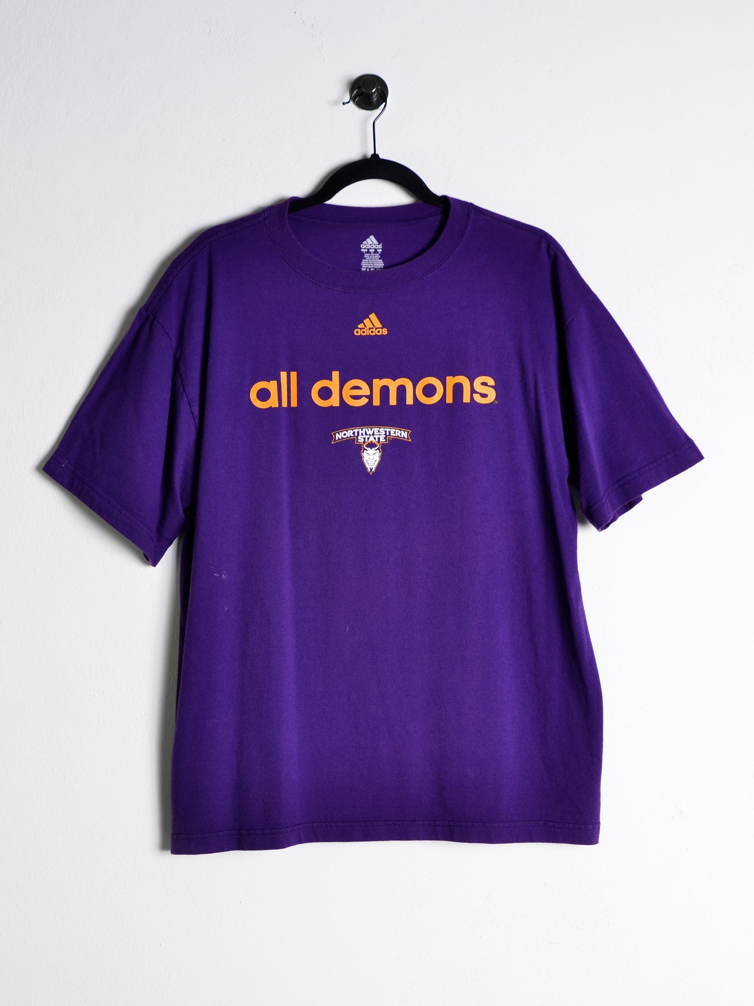 Vintage Adidas „All Demons“ Tee Purple // Small - RHAGHOUSE VINTAGE