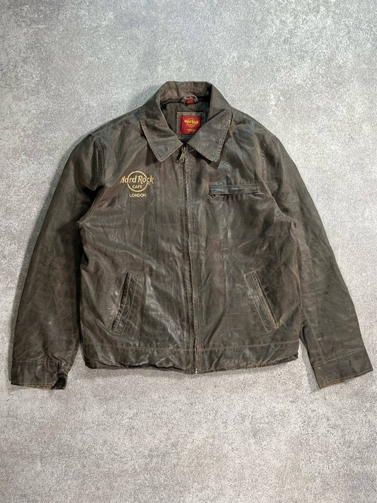 Vintage Hard Rock Cafe Leather Jacket Brown // Small - RHAGHOUSE VINTAGE