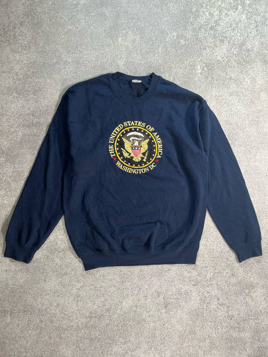 Vintage US President Sweater Blue  // Small - RHAGHOUSE VINTAGE