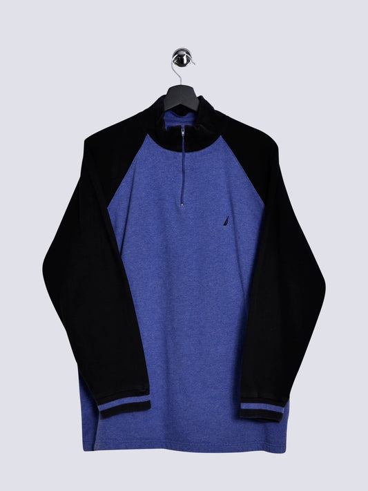 Nautica Quarter Zip Sweatshirt Blue // X-Large - RHAGHOUSE VINTAGE