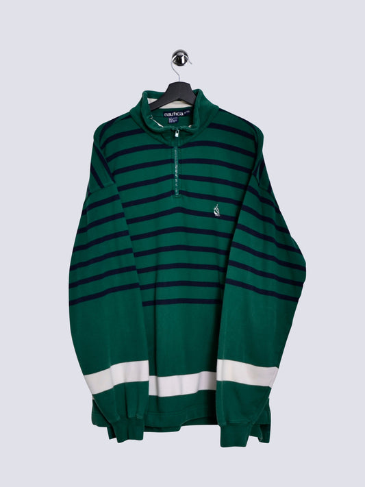 Nautica Quarter Zip Sweatshirt Green // X-Large - RHAGHOUSE VINTAGE