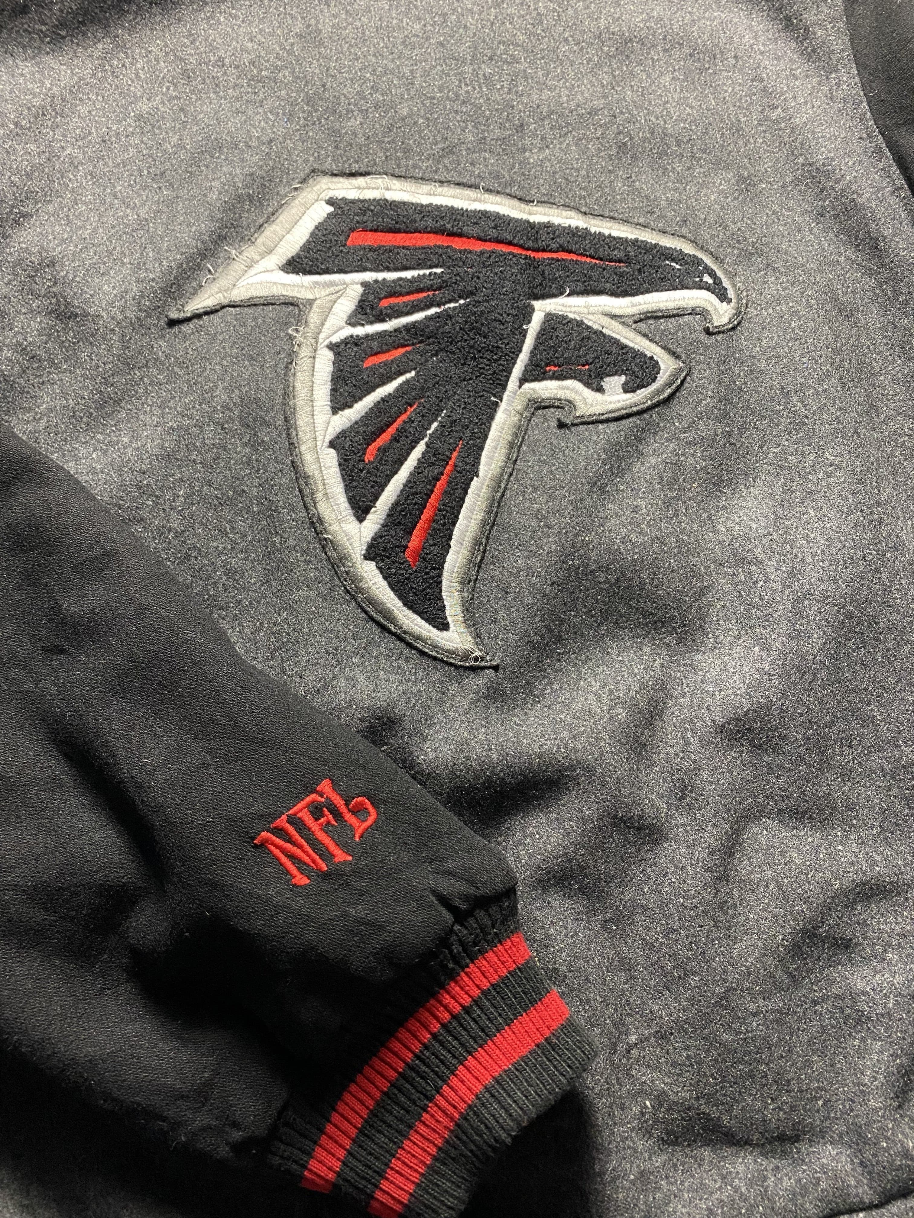 NFL Atlanta Falcons Leather Varsity Jacket Black // X-Large - RHAGHOUSE VINTAGE
