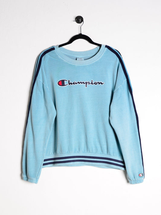 Vintage Champion Embroidered Logo Sweatshirt Blue // X-Small - RHAGHOUSE VINTAGE