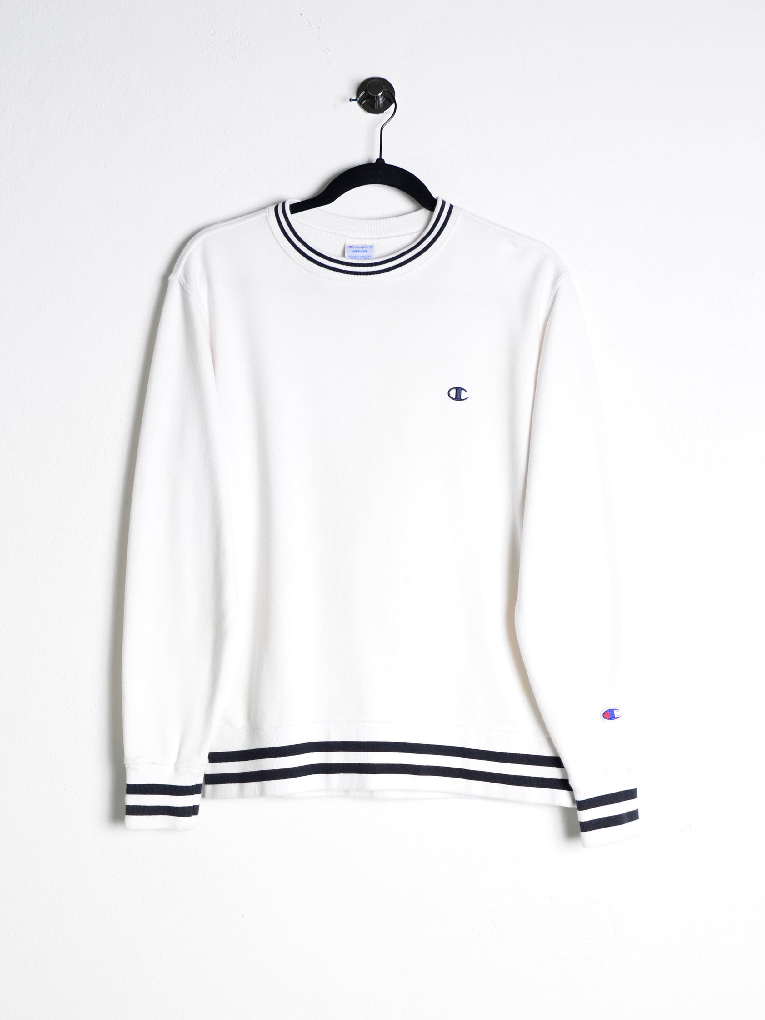 Vintage Champion Embroidered Logo Sweatshirt White // X-Small - RHAGHOUSE VINTAGE