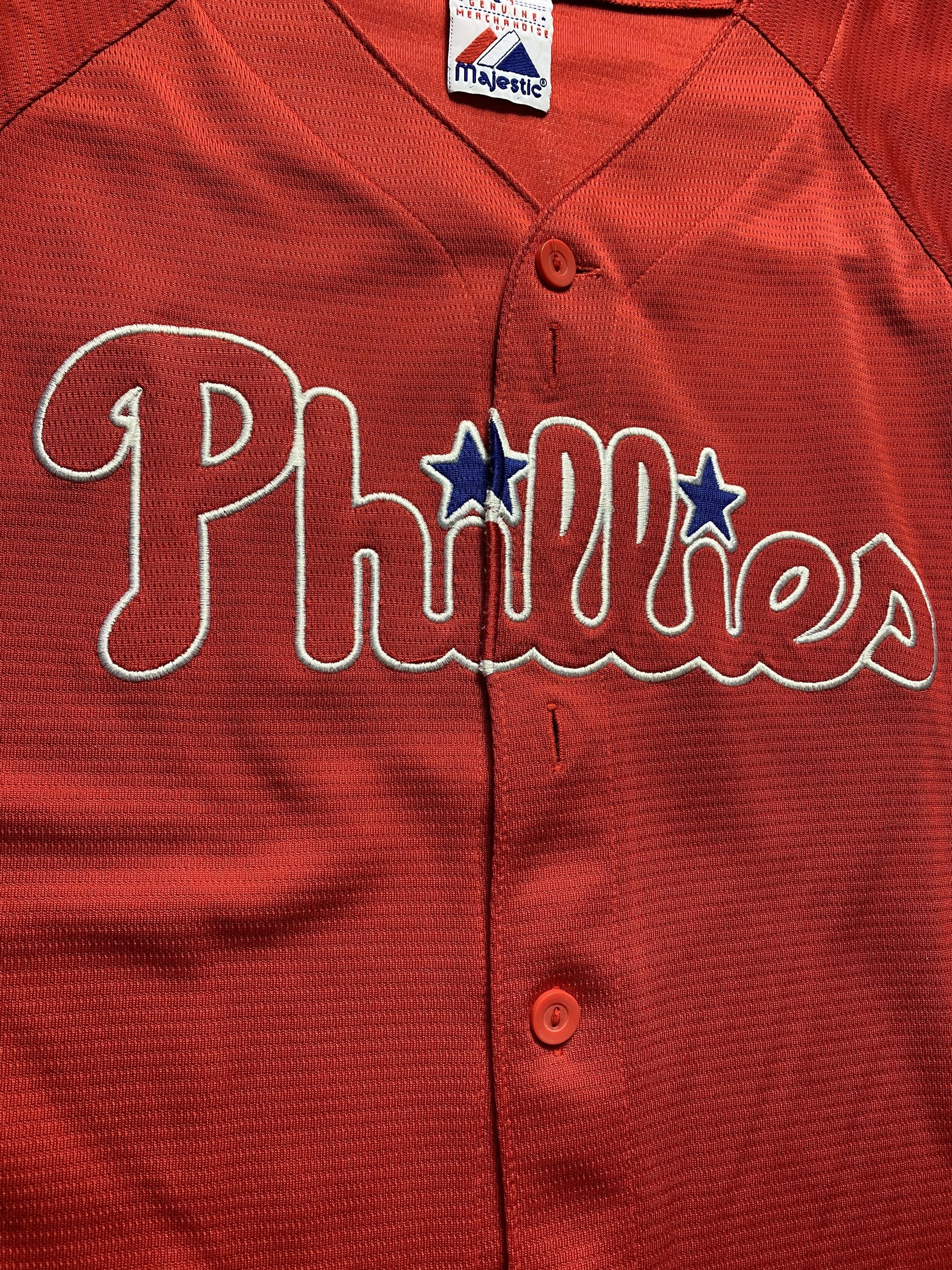 Vintage Majestic MLB Phillies Jersey Red // X-Small - RHAGHOUSE VINTAGE