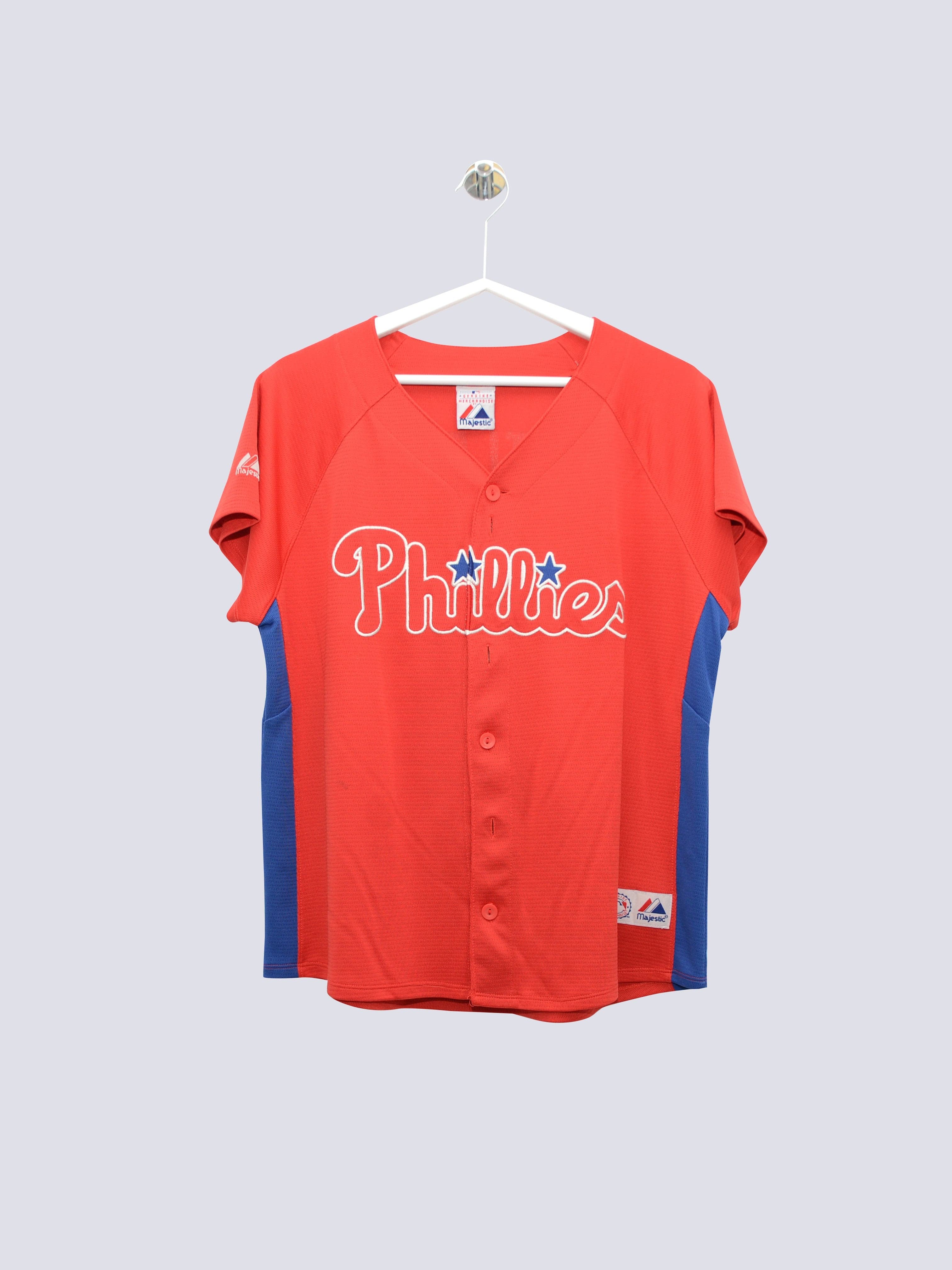 Vintage Majestic MLB Phillies Jersey Red // X-Small - RHAGHOUSE VINTAGE