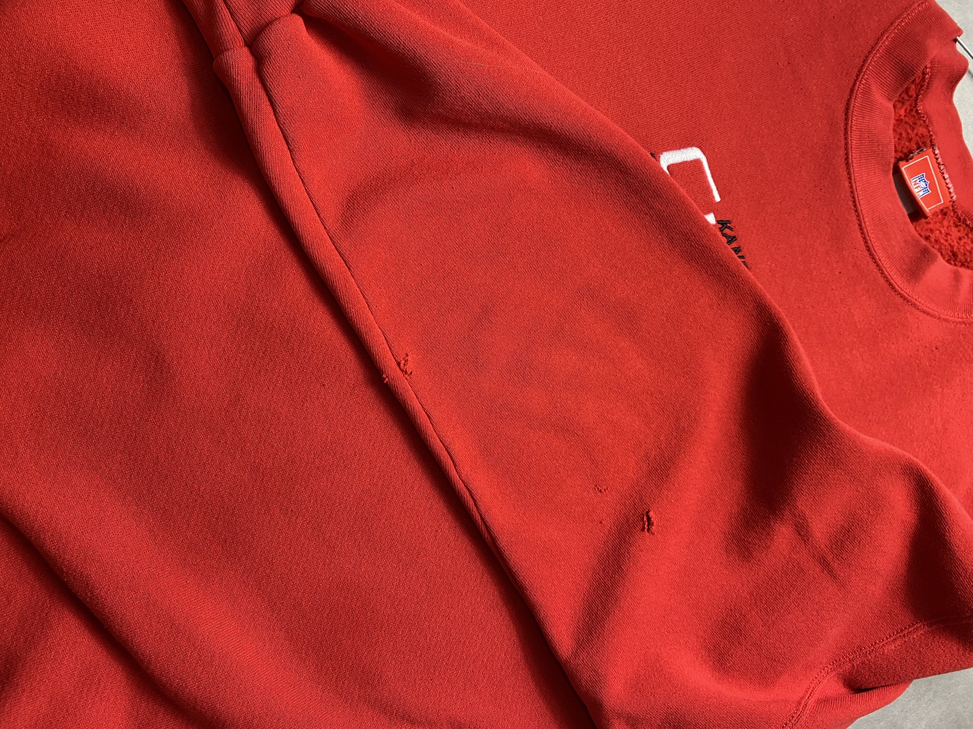 NFL Kansas City Chiefs Embroidered Logo Sweatshirt Red // XXL - RHAGHOUSE VINTAGE
