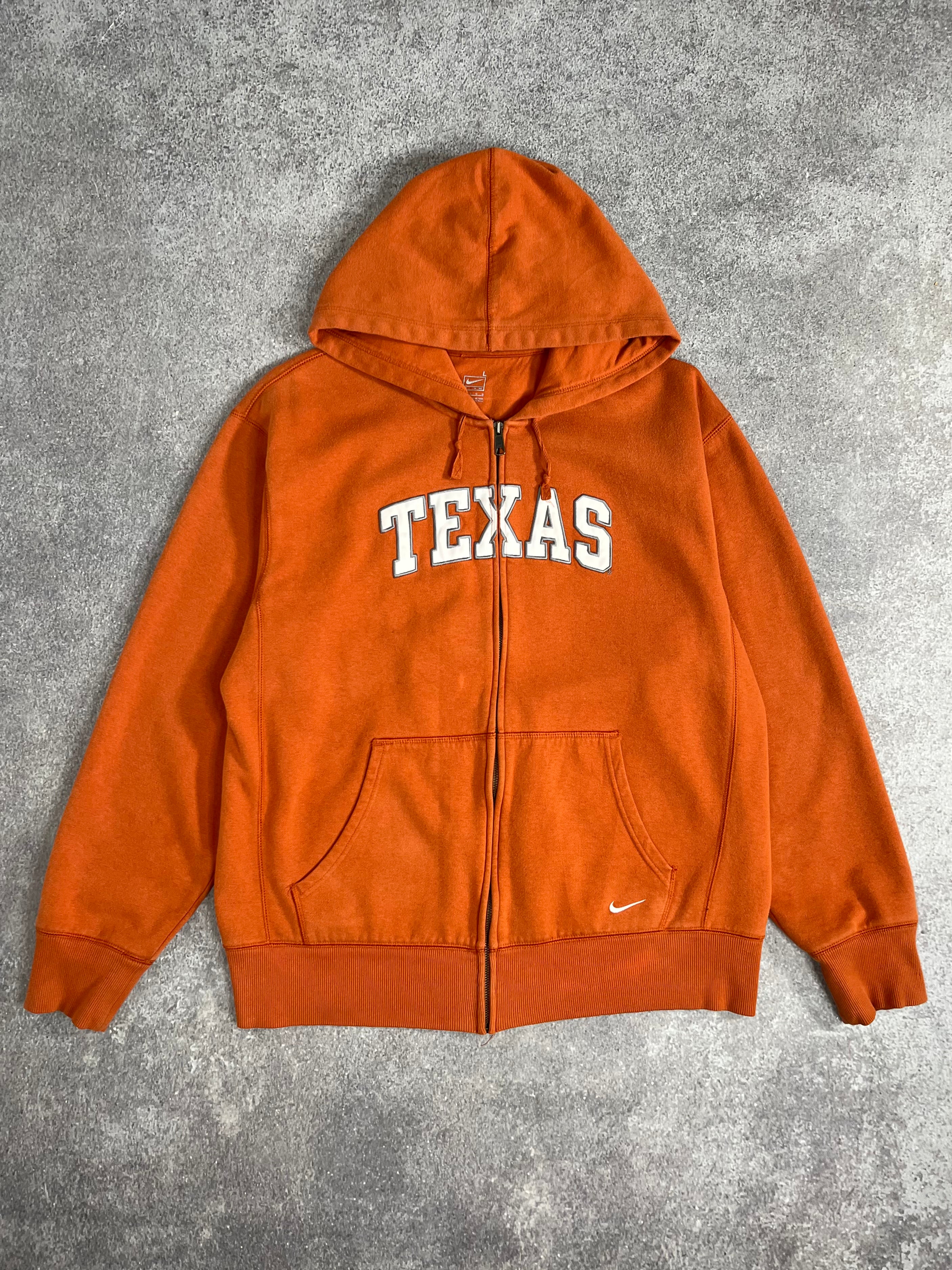 Vintage Nike Texas Zip Hoodie Orange // Medium - RHAGHOUSE VINTAGE