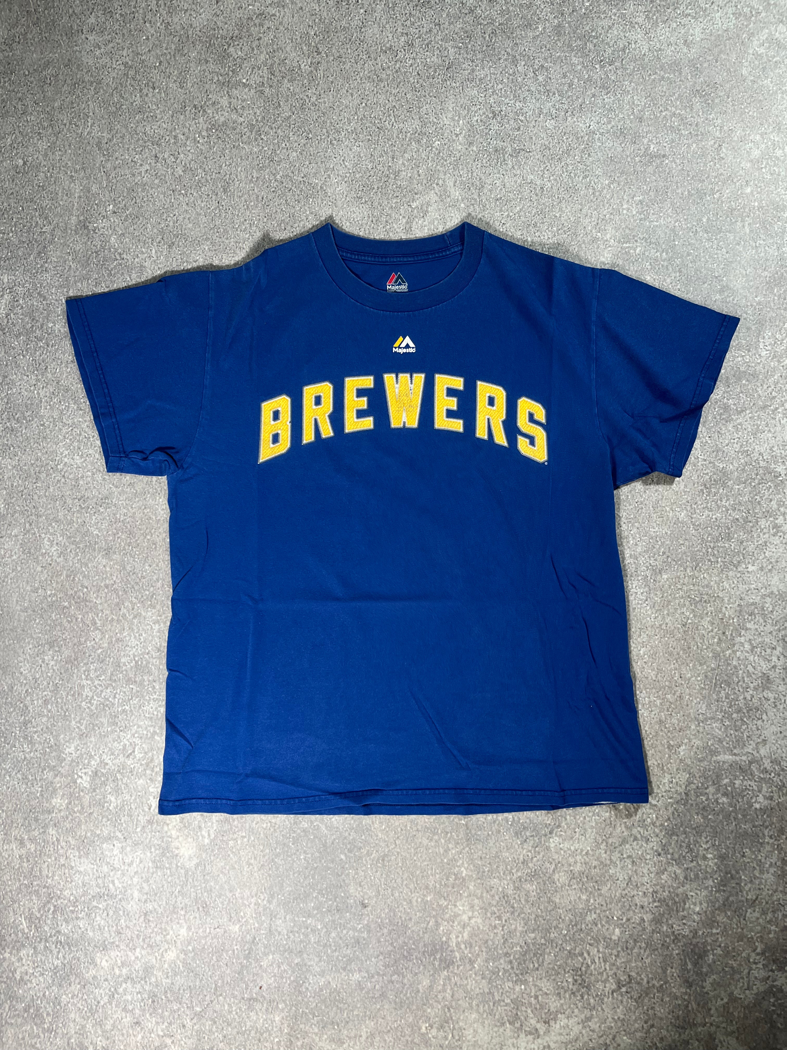 Vintage Majestic Brewers Shirt Blue // X-Small - RHAGHOUSE VINTAGE
