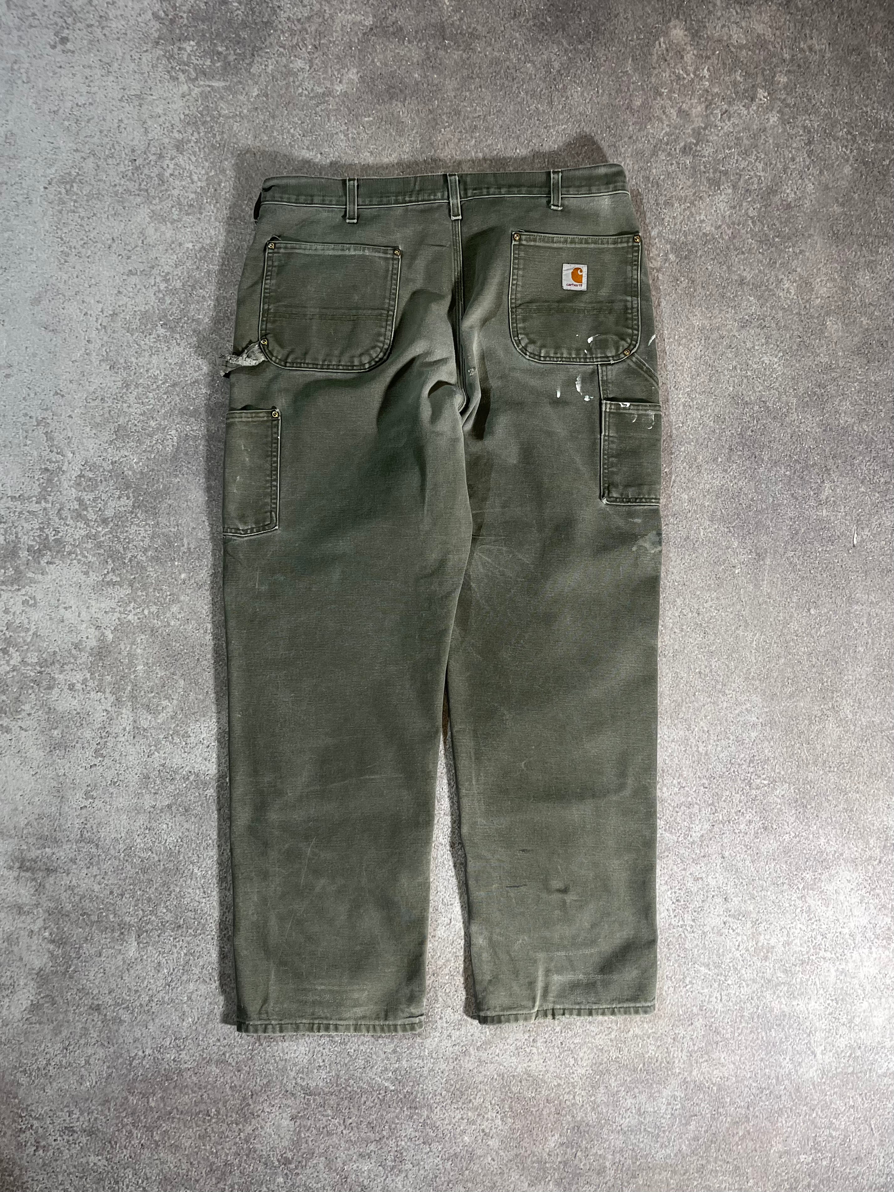 Vintage Carhartt Double Knee Pants Green  // W38 L31 - RHAGHOUSE VINTAGE